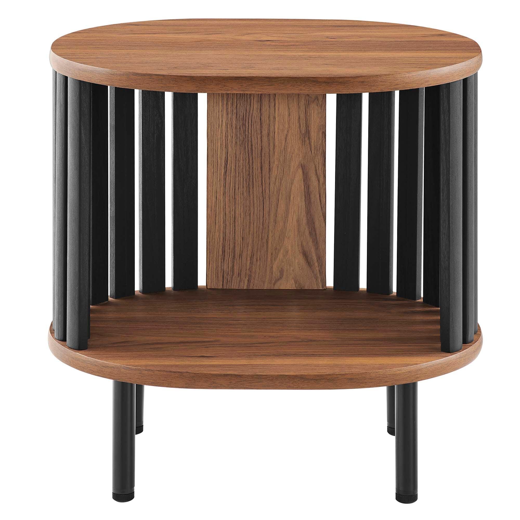 Modway Fortitude End Table, Walnut/Black, large