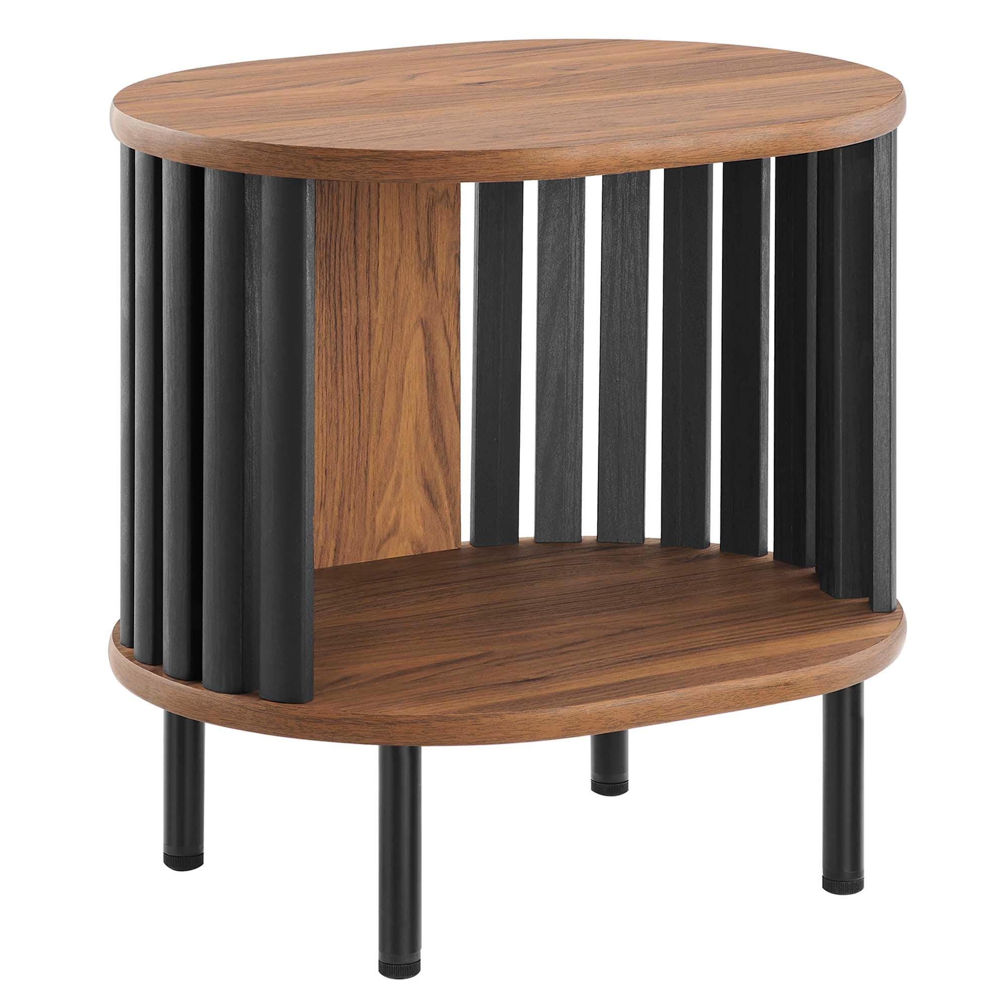 Modway Fortitude End Table, Walnut/Black, large