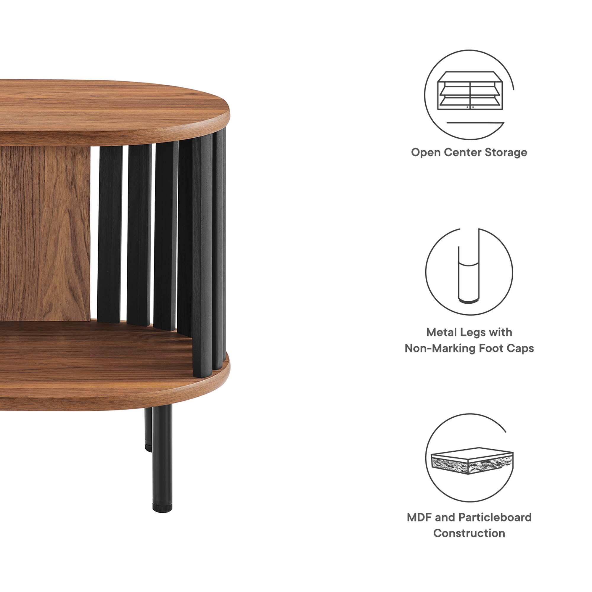 Modway Fortitude End Table, Walnut/Black, large