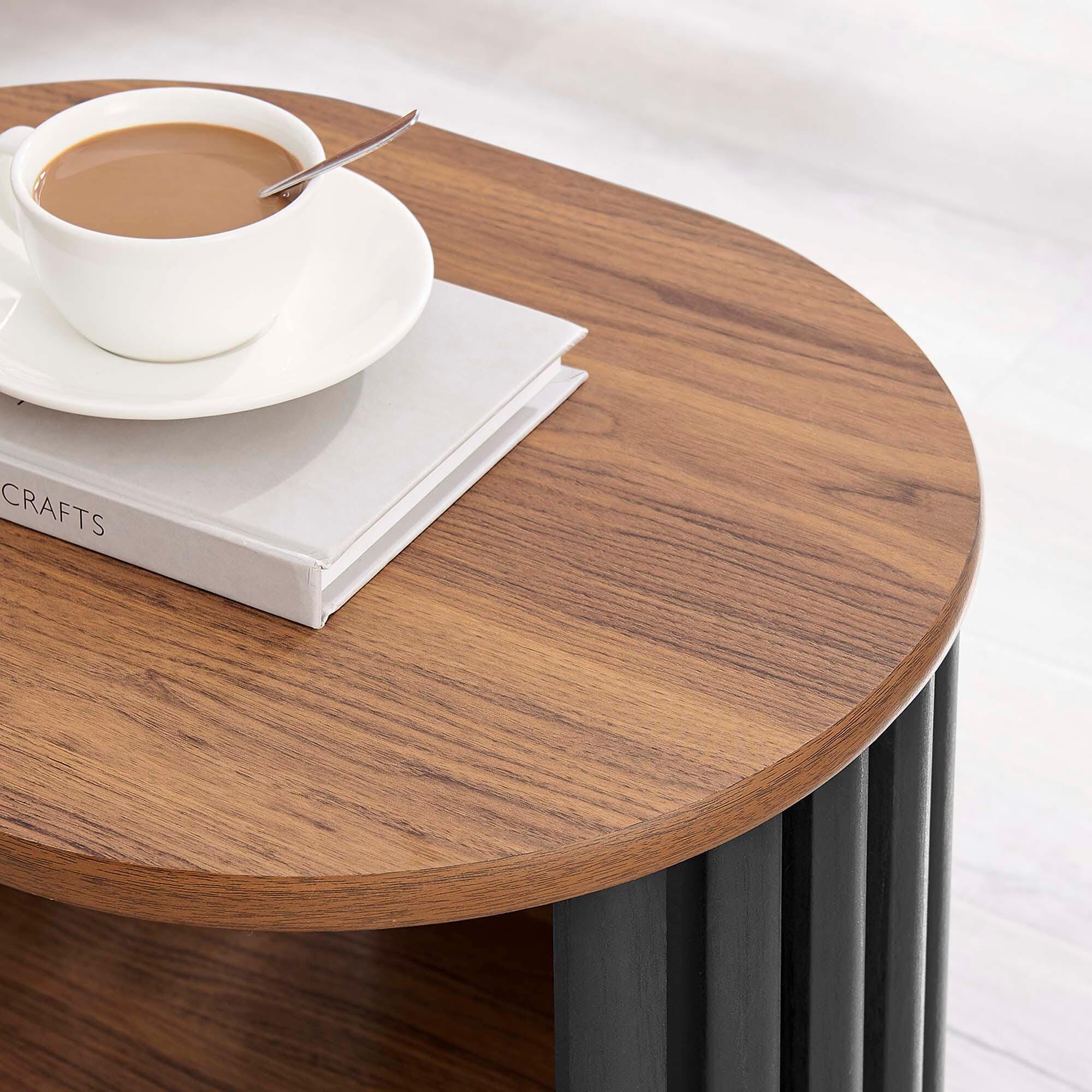 Modway Fortitude End Table, Walnut/Black, large