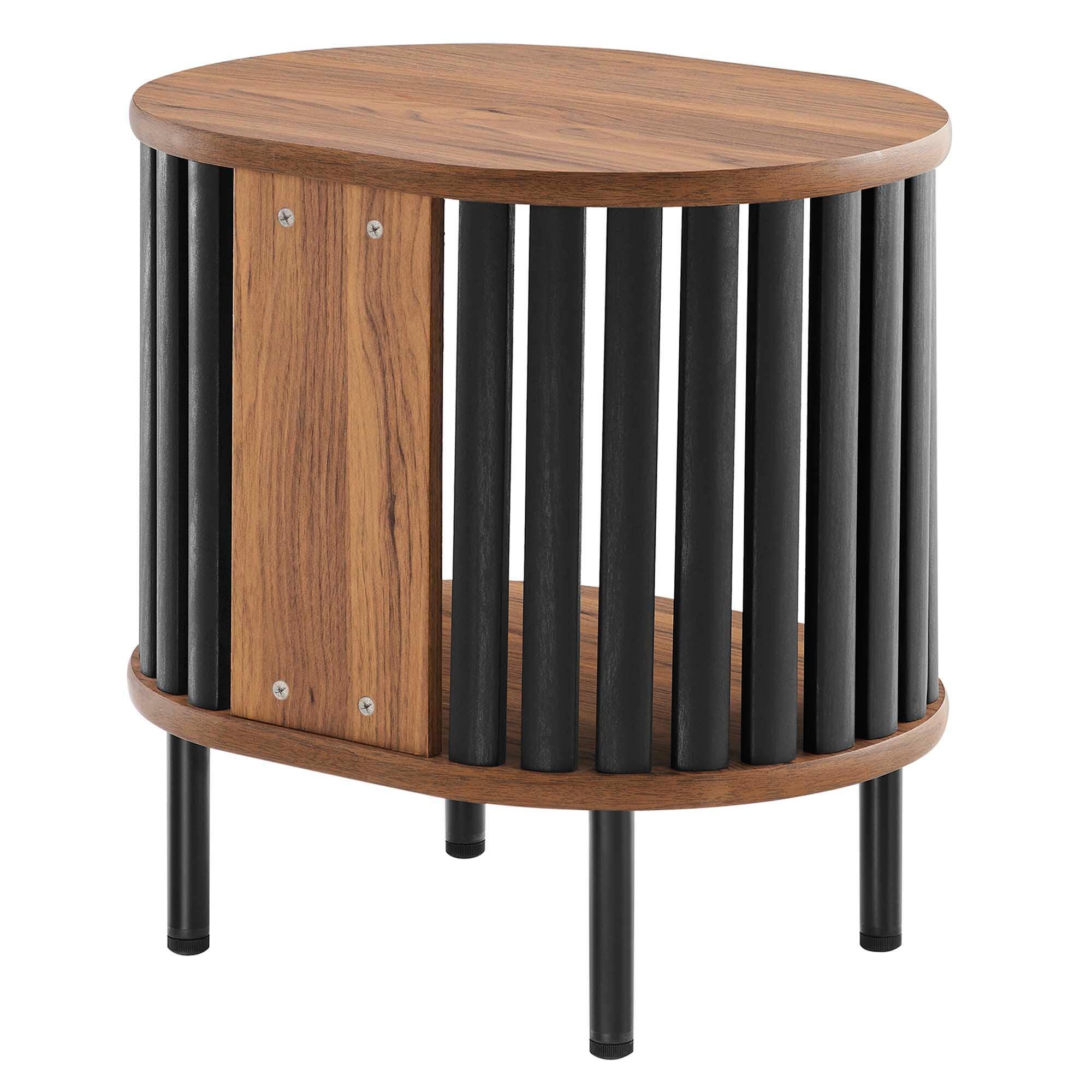 Modway Fortitude End Table, Walnut/Black, large