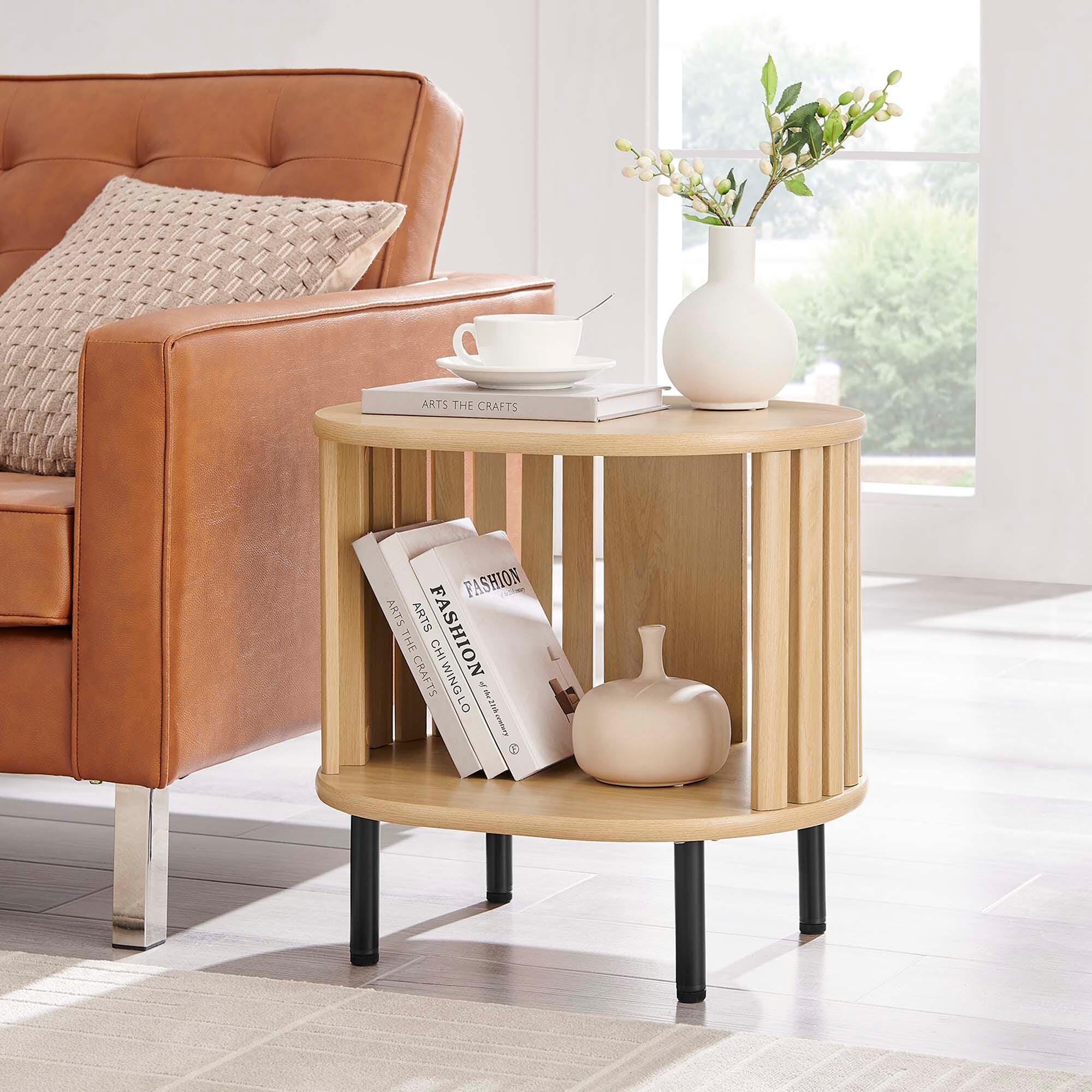 Modway Fortitude End Table, Oak, rollover