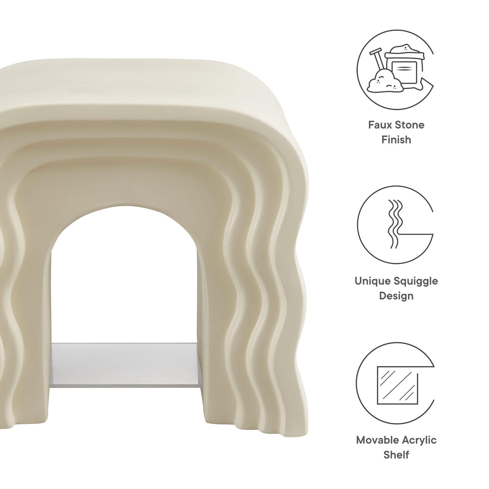 Modway Jorin End Table, Ivory, large