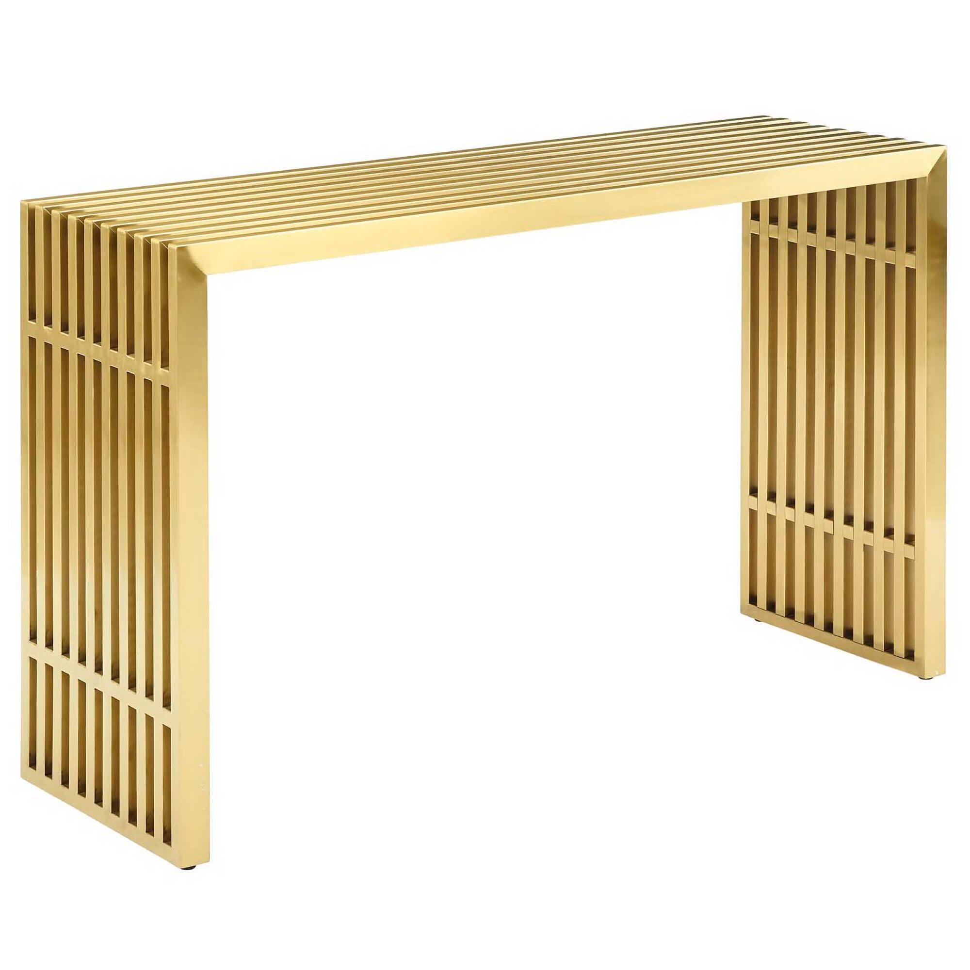 Modway Gridiron Console Table, Gold, large