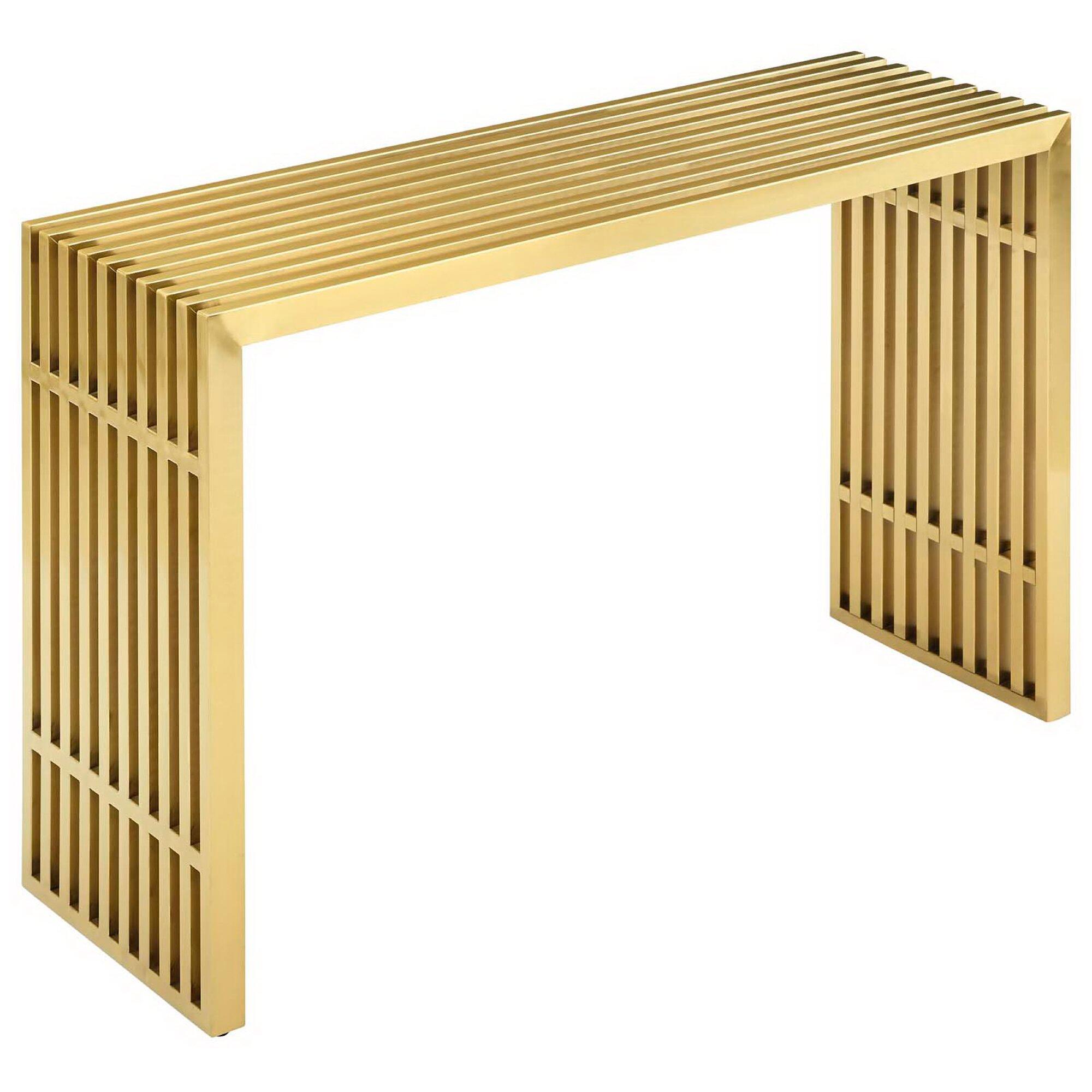 Modway Gridiron Console Table, Gold, large