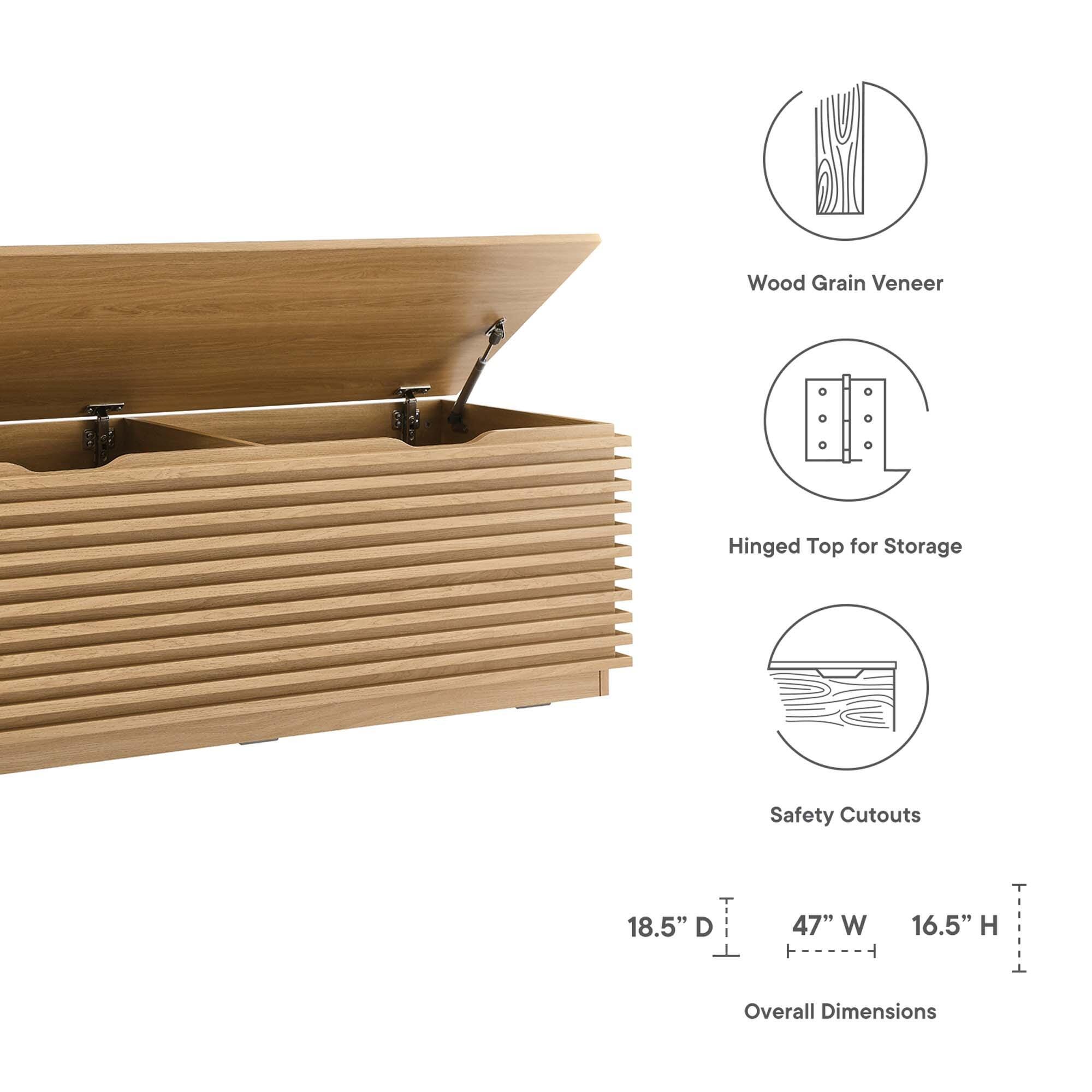 Modway Render Storage Bench, Oak, large