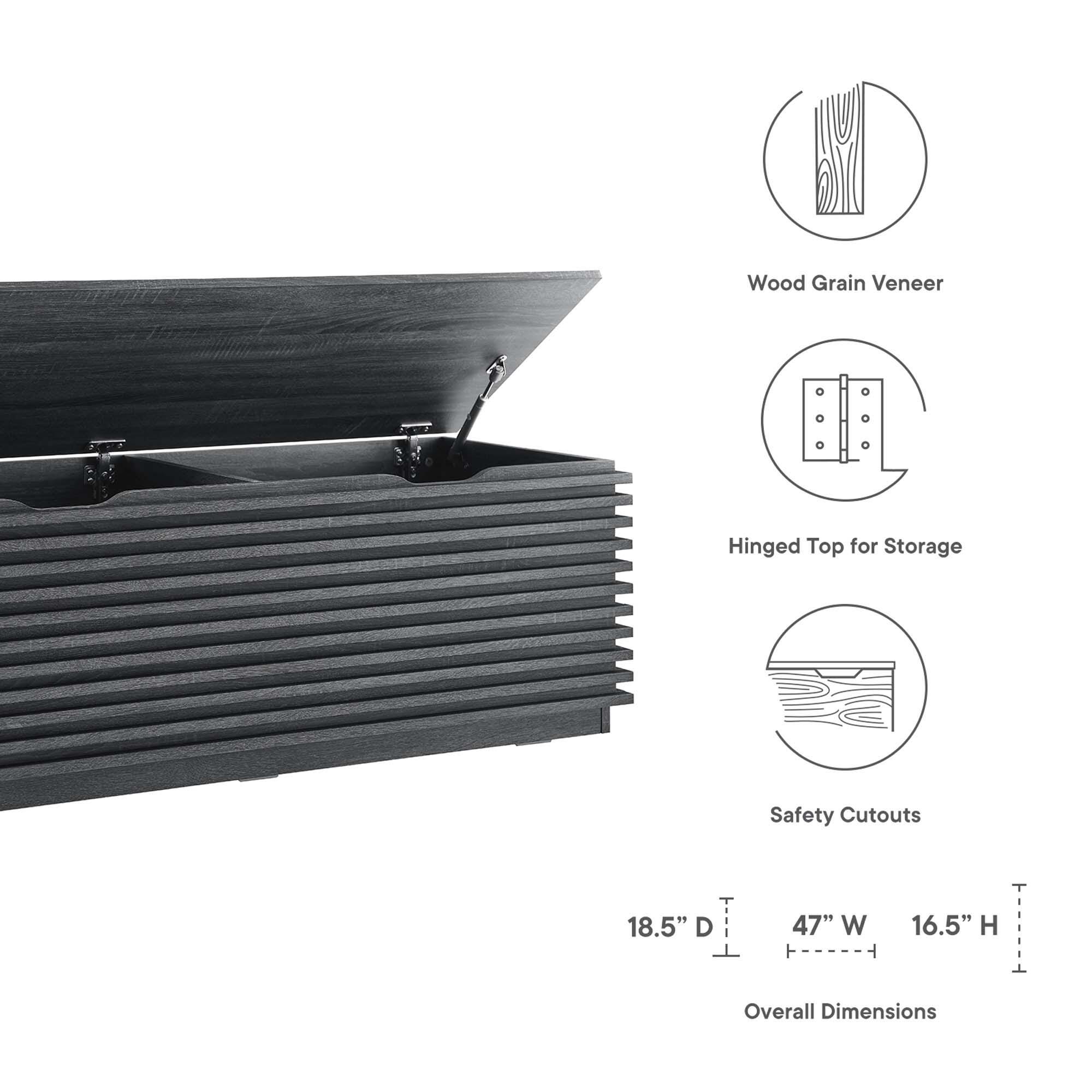 Modway Render Storage Bench, Charcoal, large
