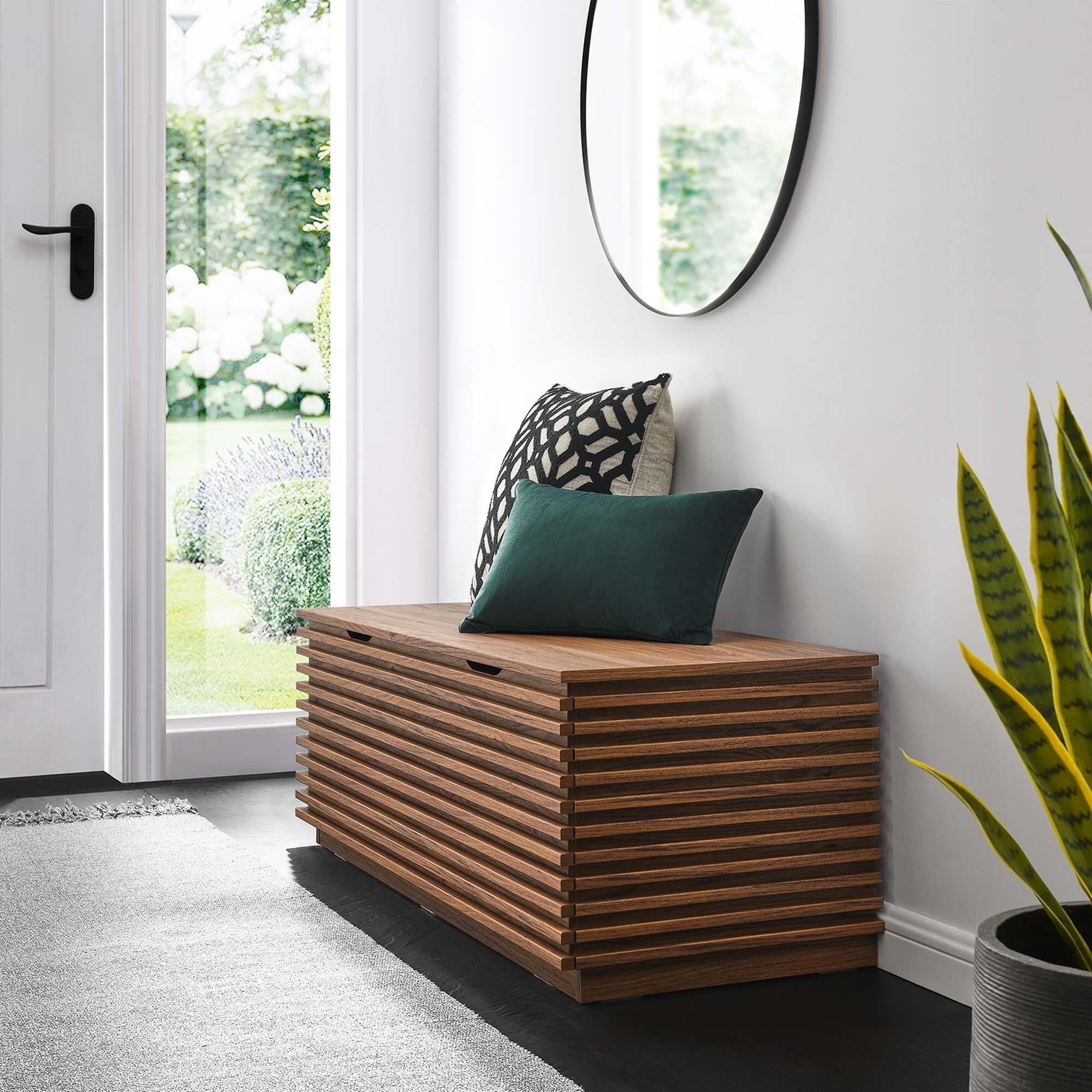 Modway Render Storage Bench, Walnut, large