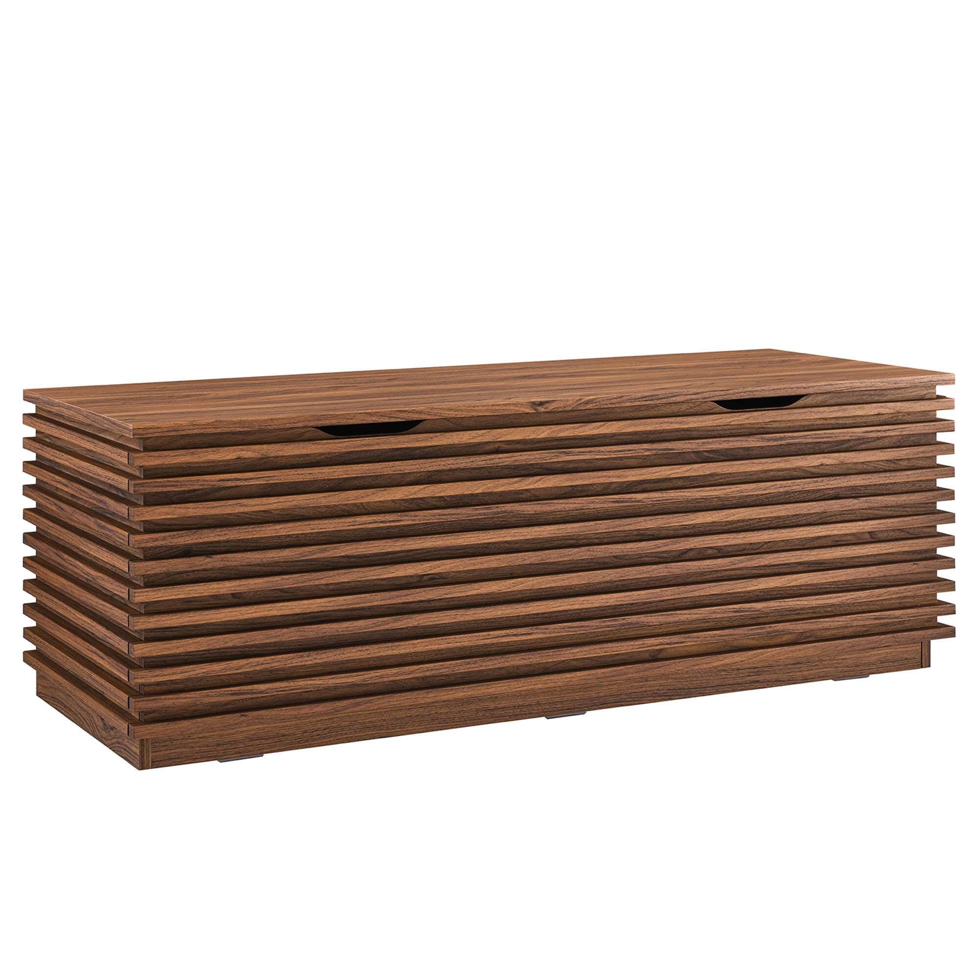 Modway Render Storage Bench, Walnut, large