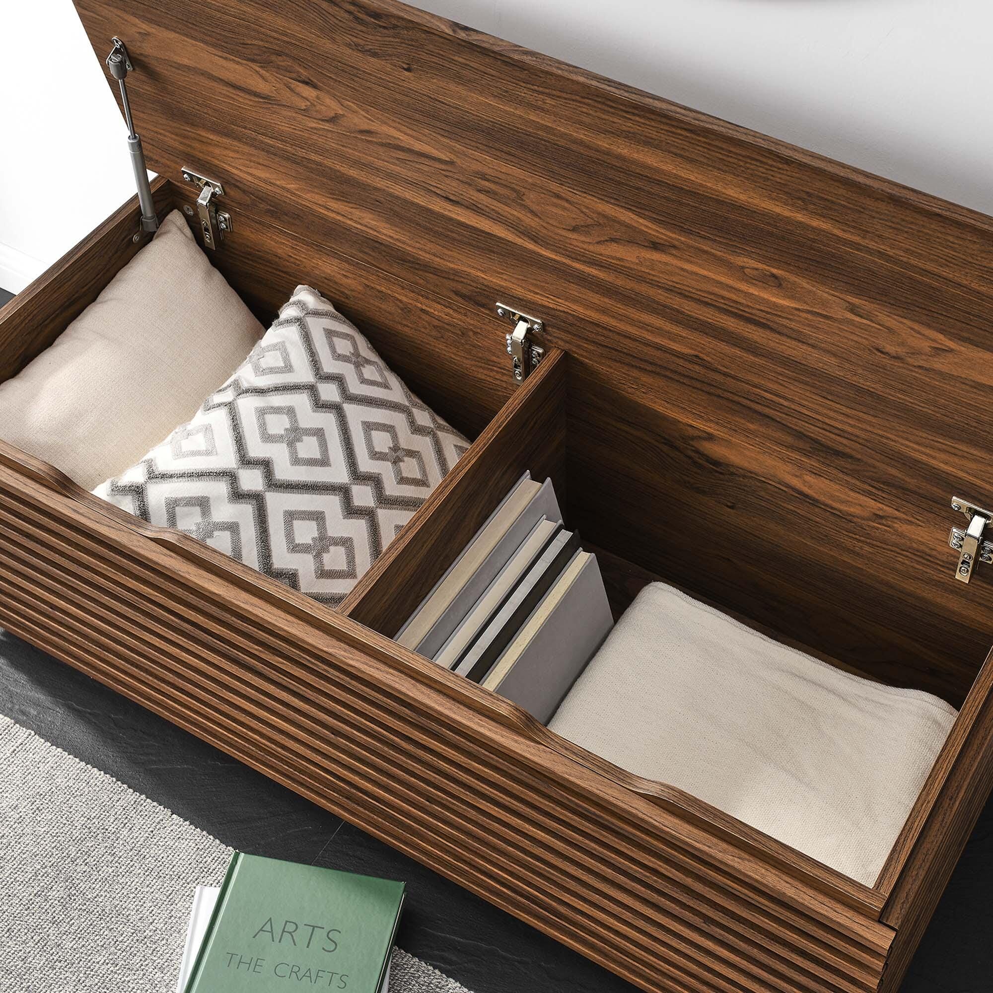 Modway Render Storage Bench, Walnut, large