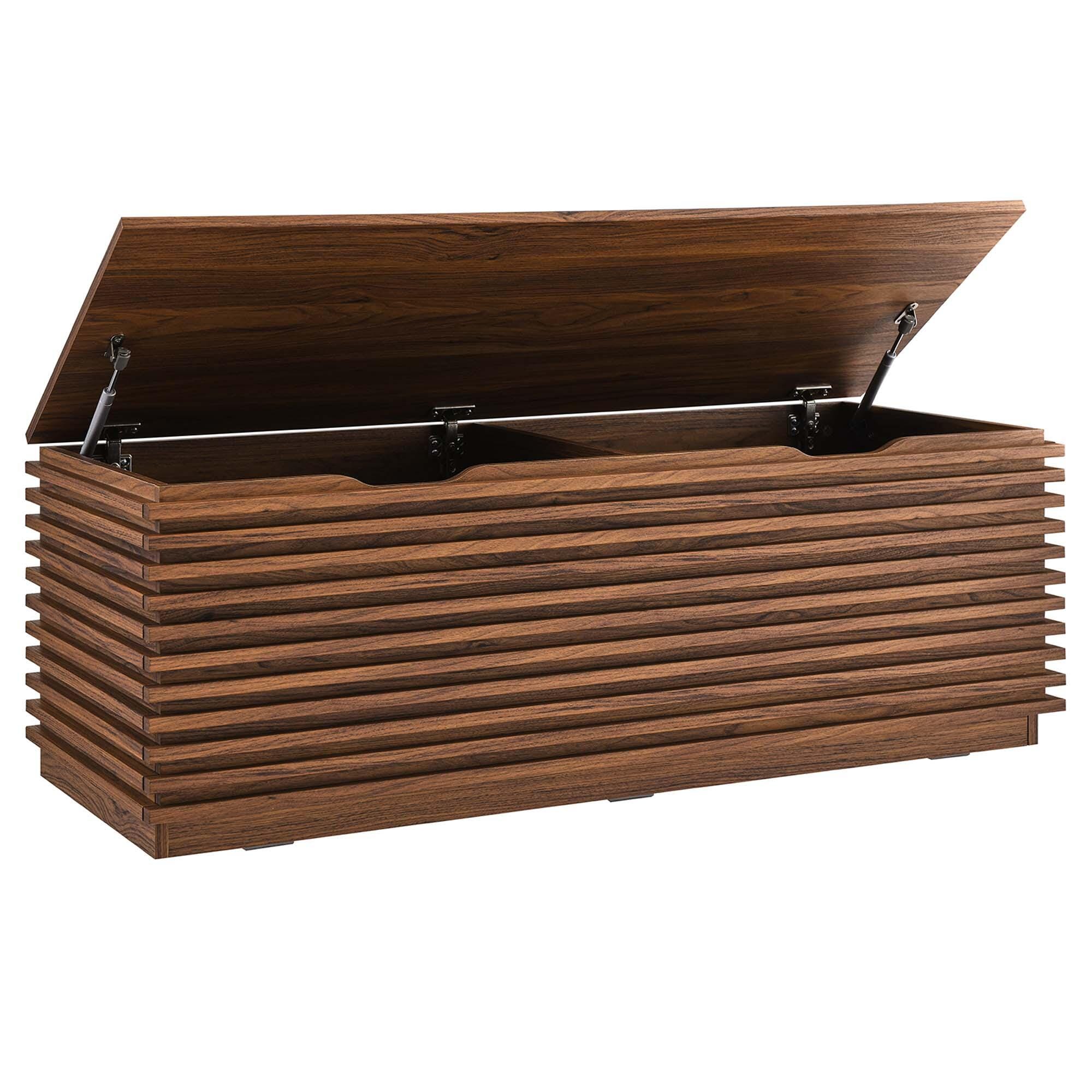 Modway Render Storage Bench, Walnut, large