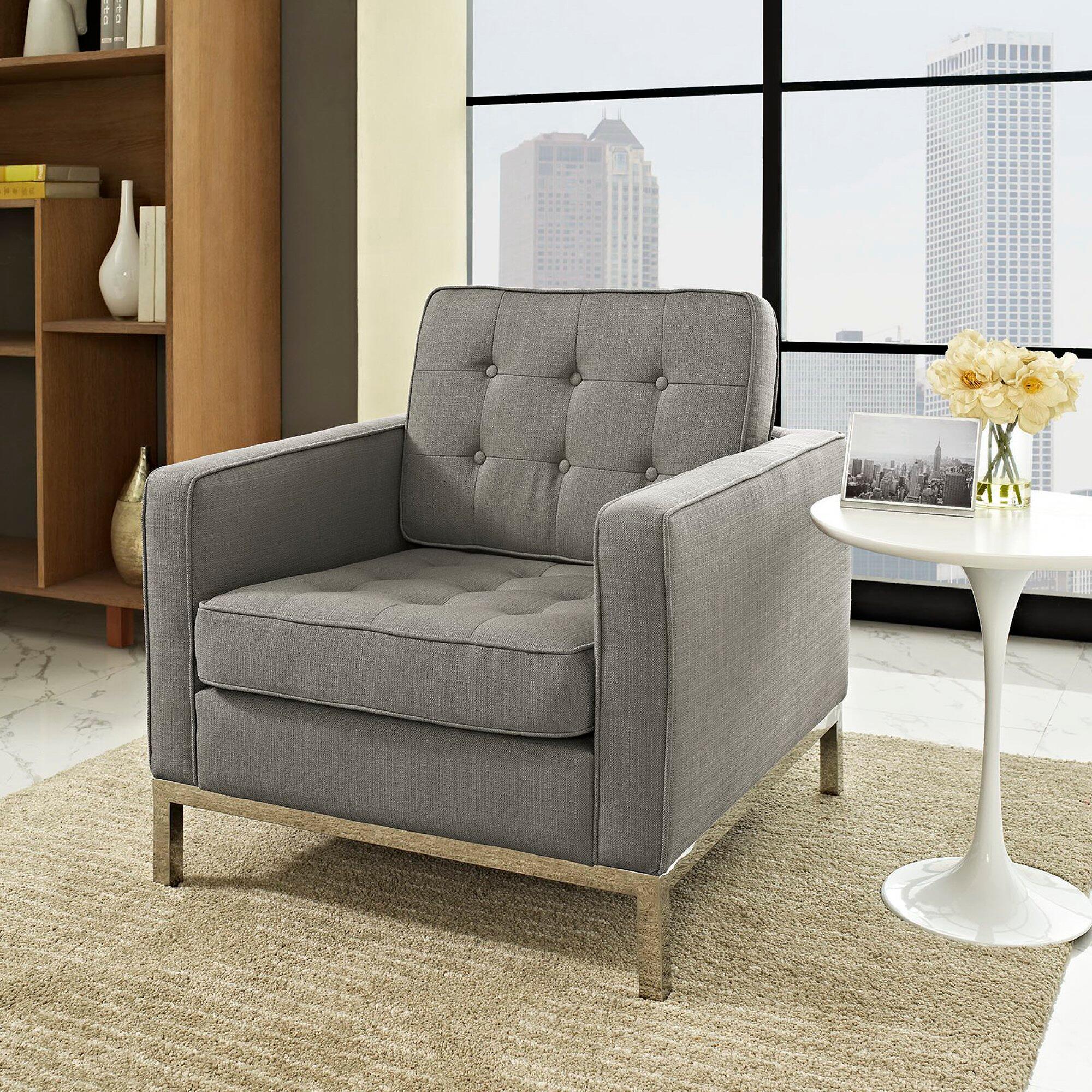 Modway Loft Solid Accent Chair, Gray, large