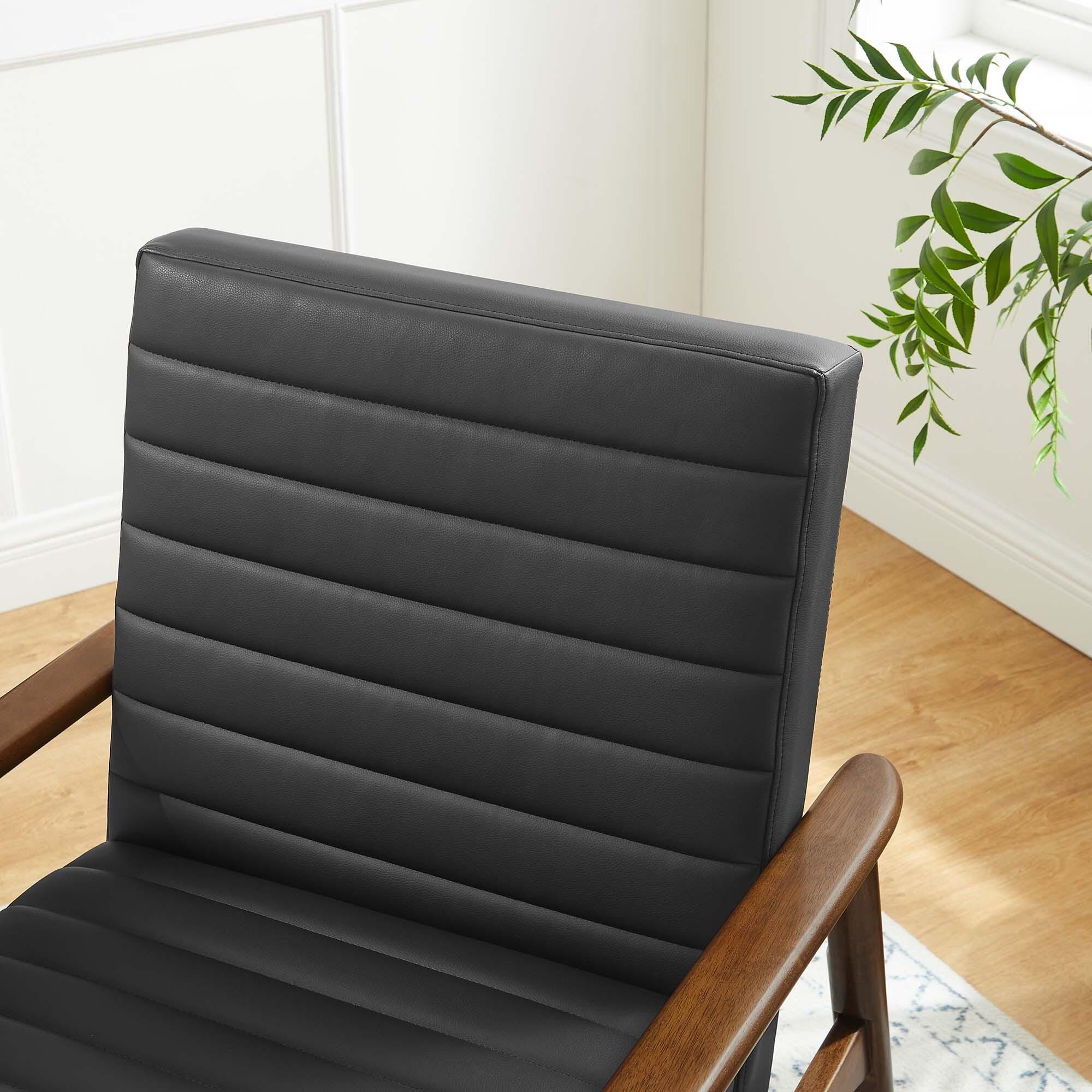 Modway Jensen Accent Chair, Walnut/Black, rollover