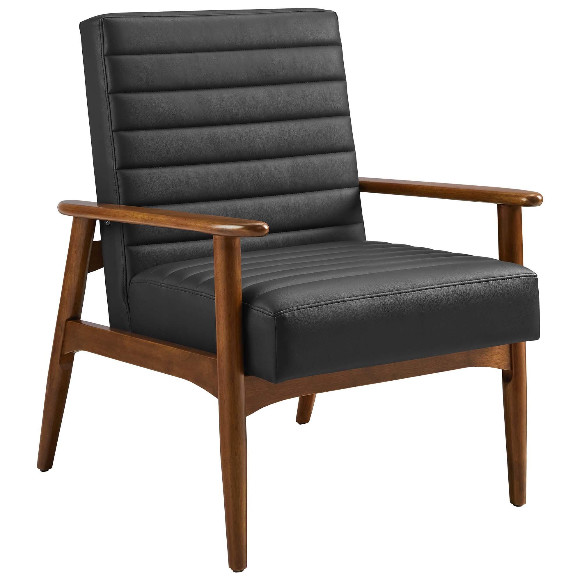 Modway Jensen Accent Chair, Walnut/Black, large