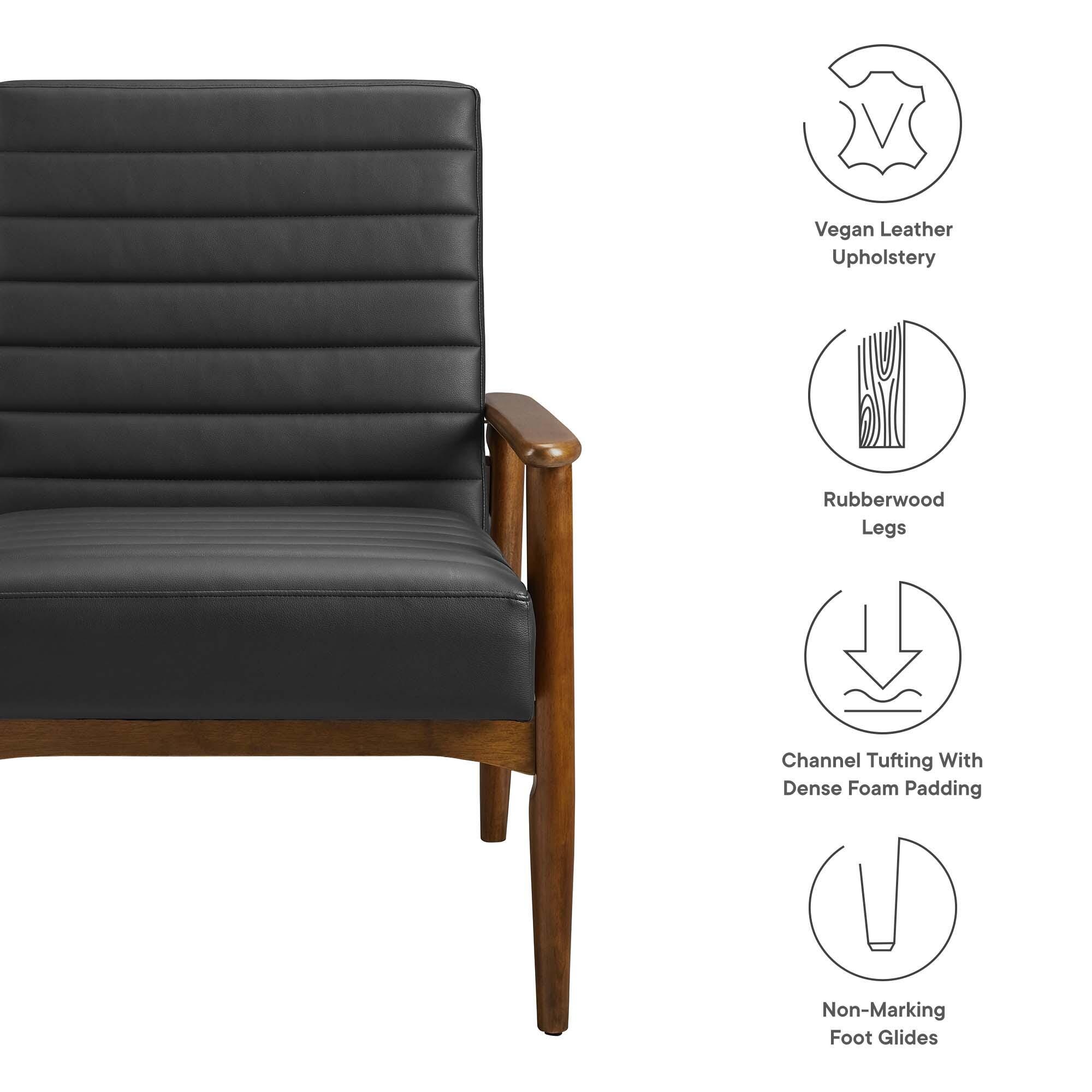 Modway Jensen Accent Chair, Walnut/Black, large