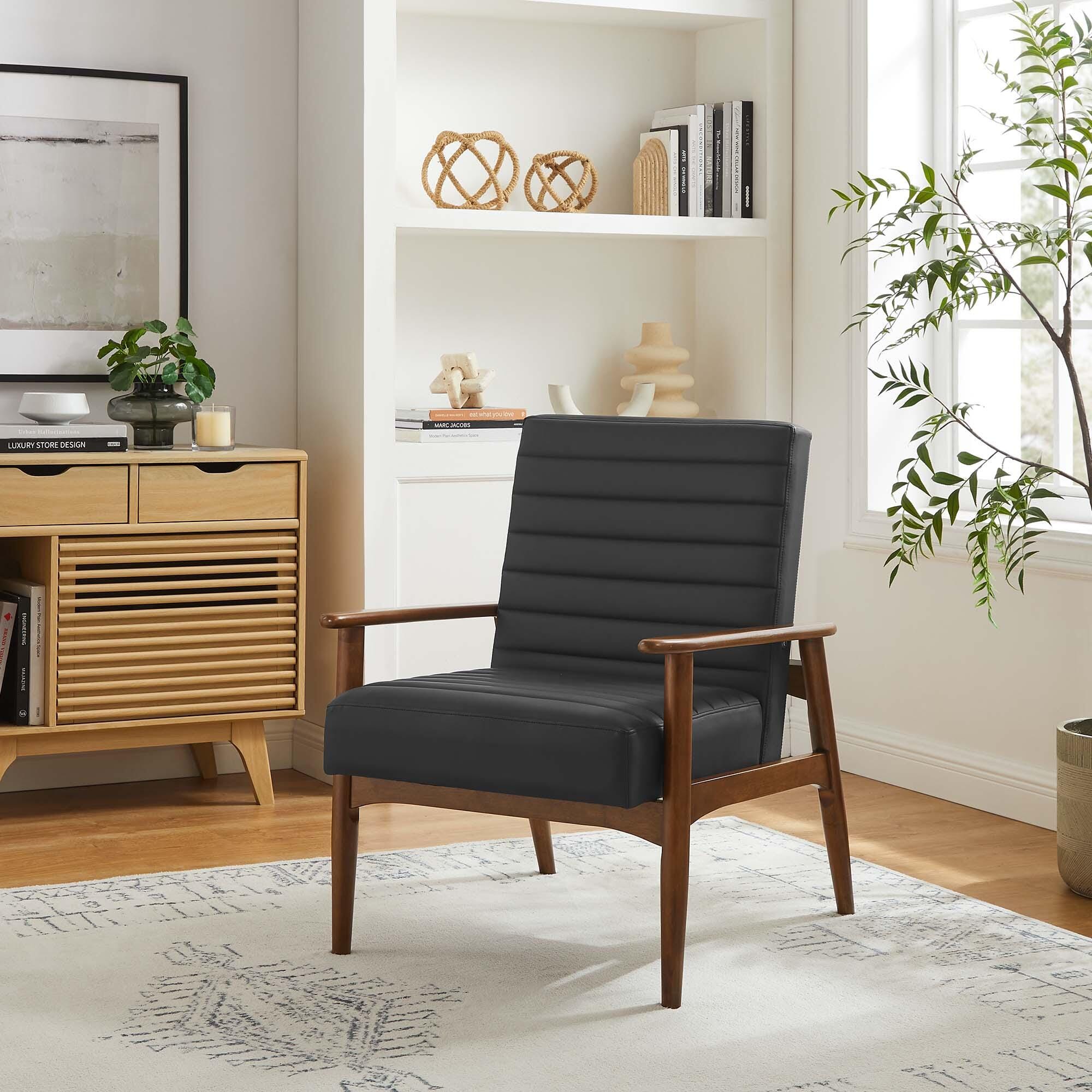 Modway Jensen Accent Chair, Walnut/Black, large