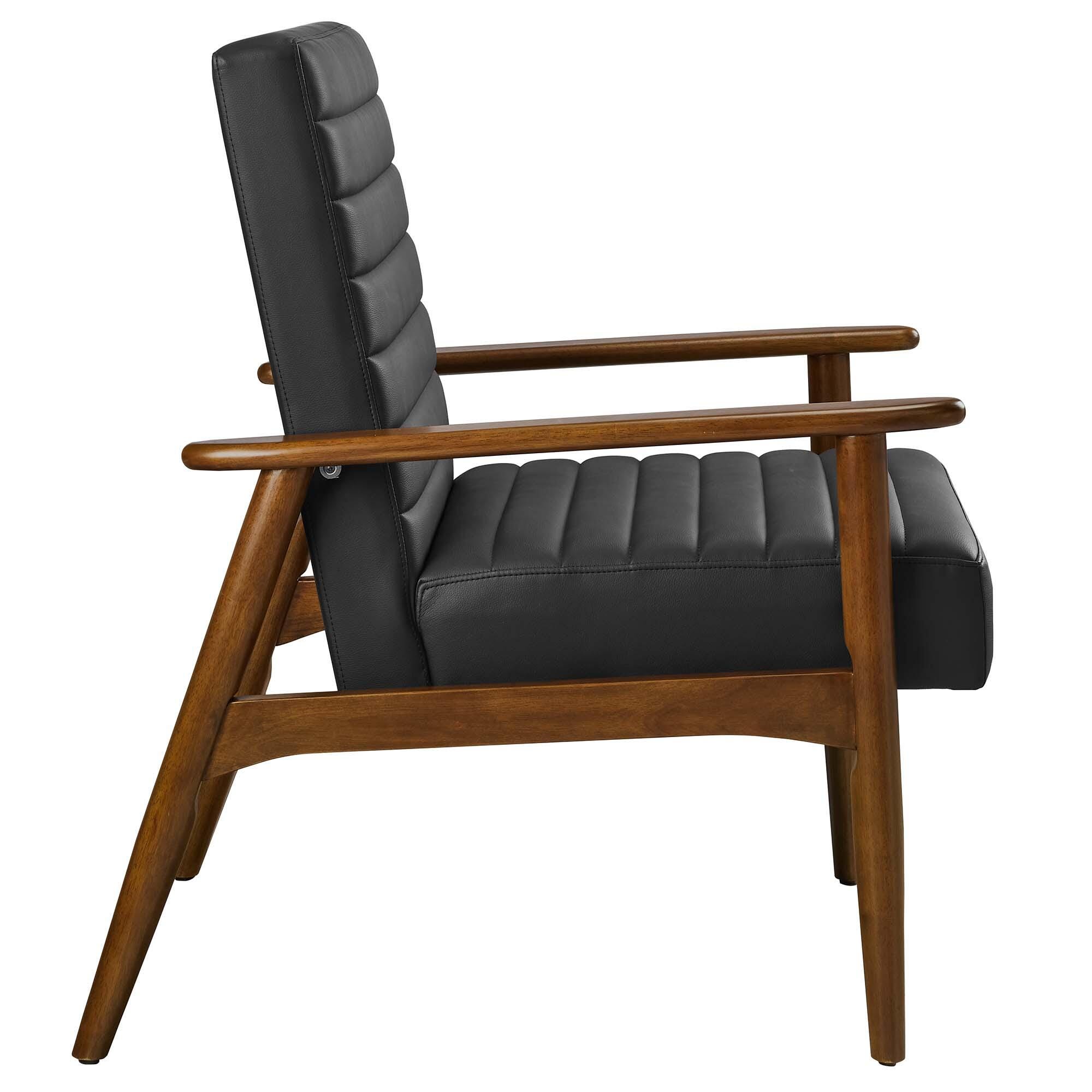 Modway Jensen Accent Chair, Walnut/Black, large