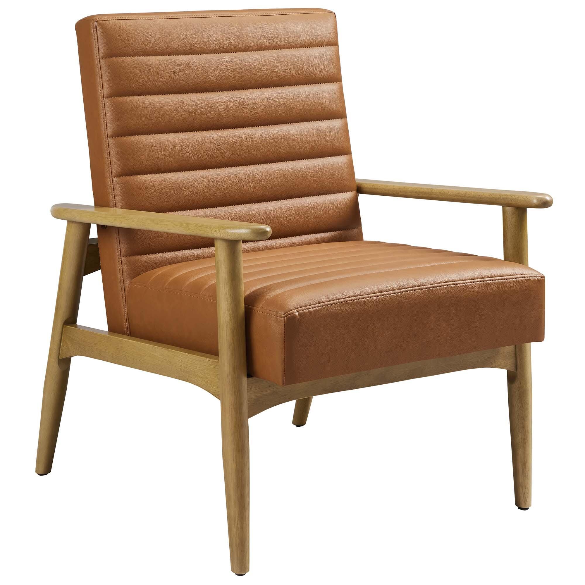 Modway Jensen Accent Chair, French Oak/Tan, large
