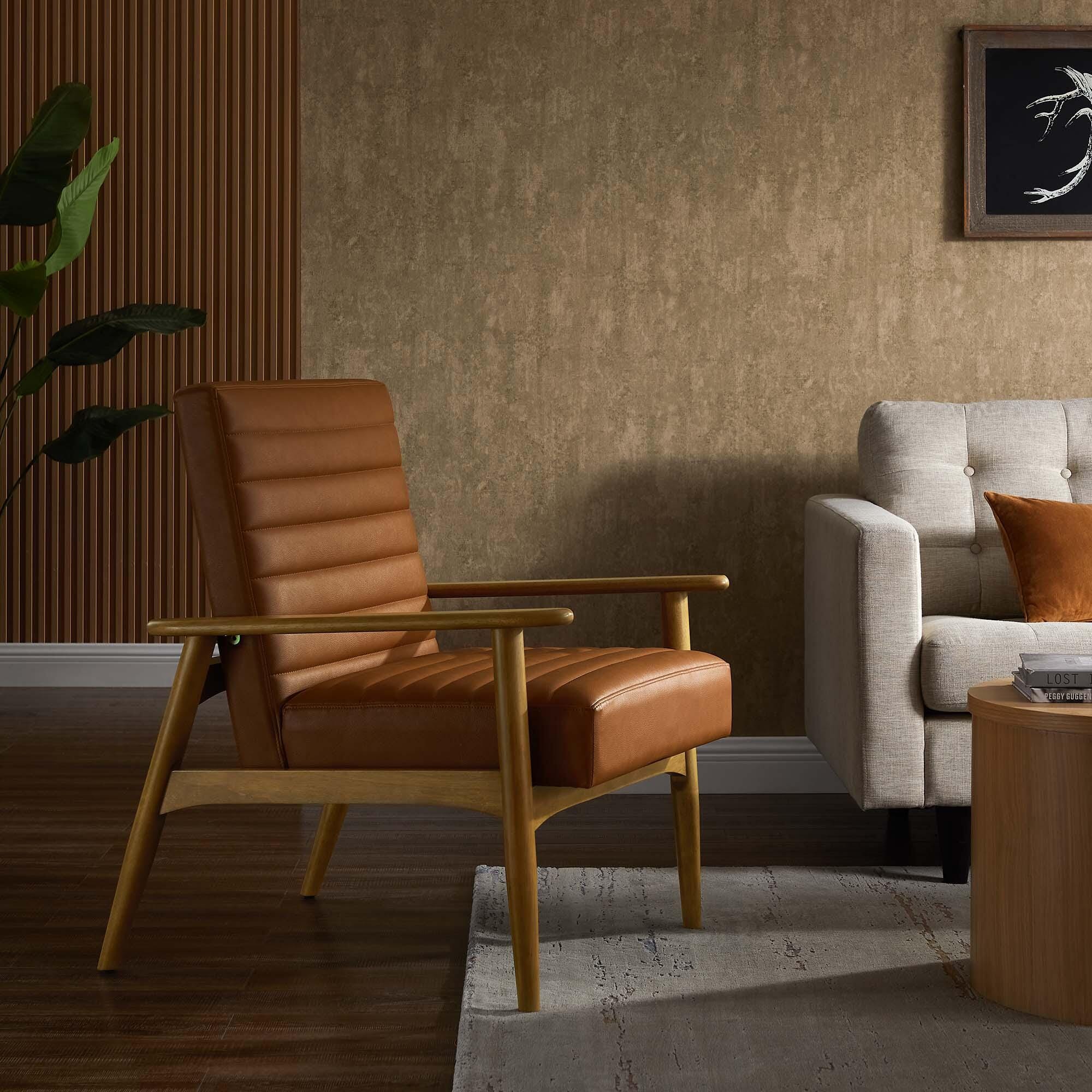 Modway Jensen Accent Chair, French Oak/Tan, large