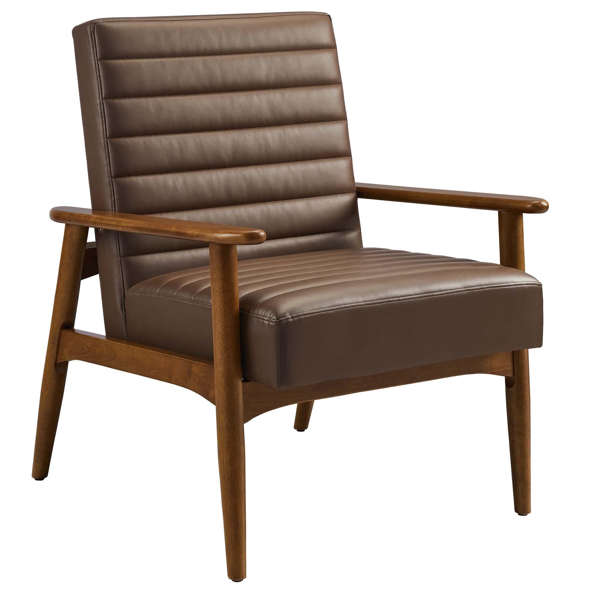 Modway Jensen Accent Chair, Walnut Brown, large