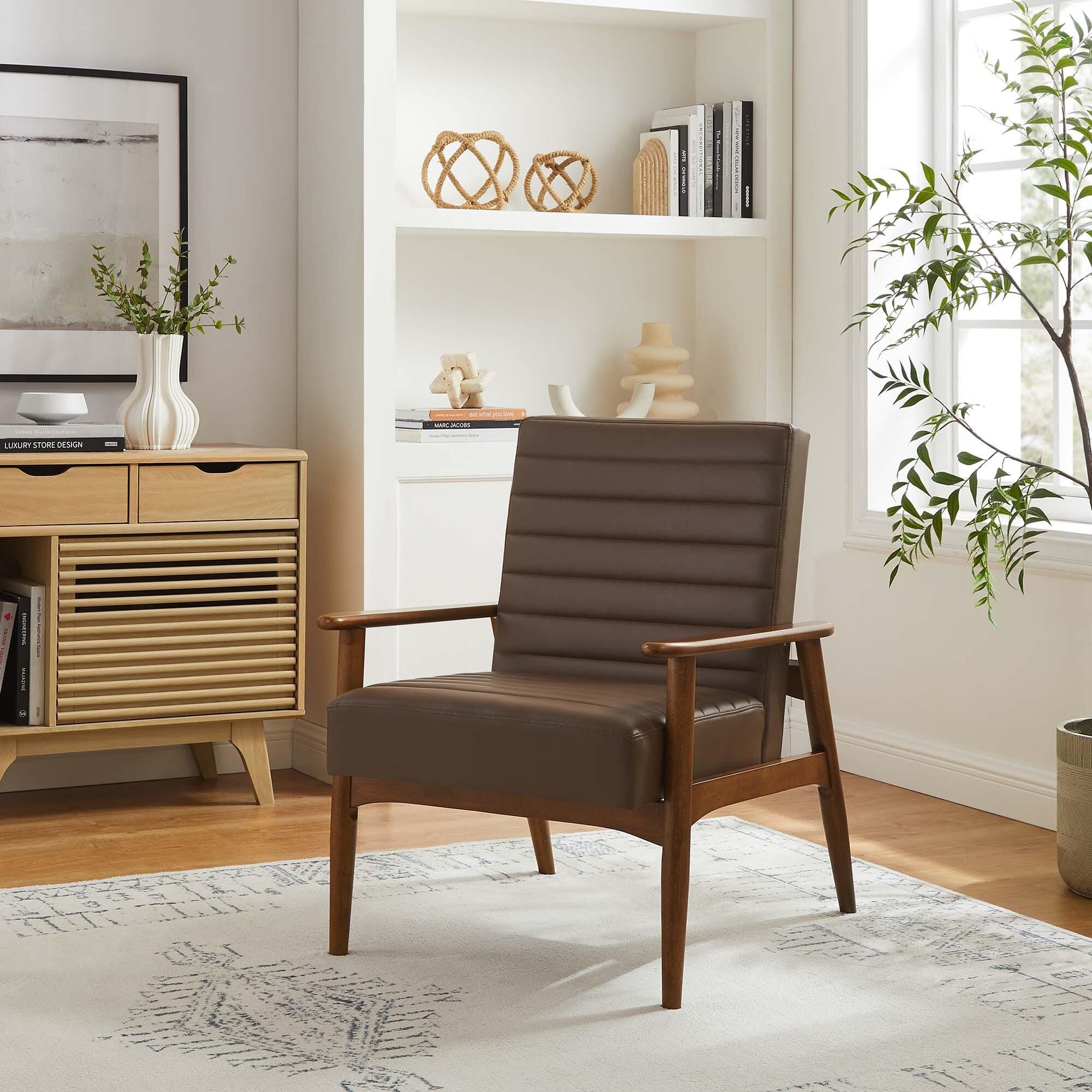 Modway Jensen Accent Chair, Walnut Brown, large