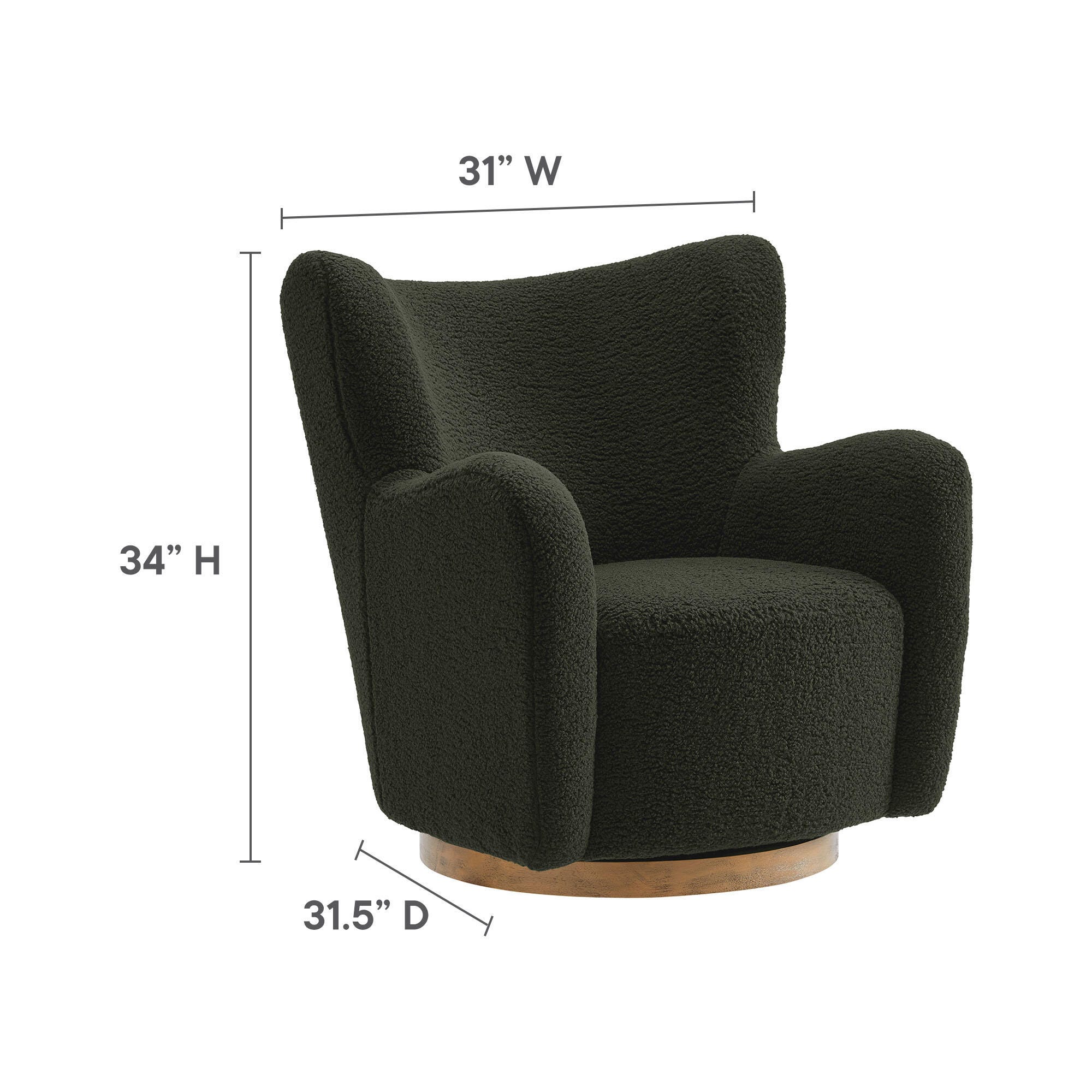 Modway Montrose Swivel Accent Chair, Fern/Walnut, large