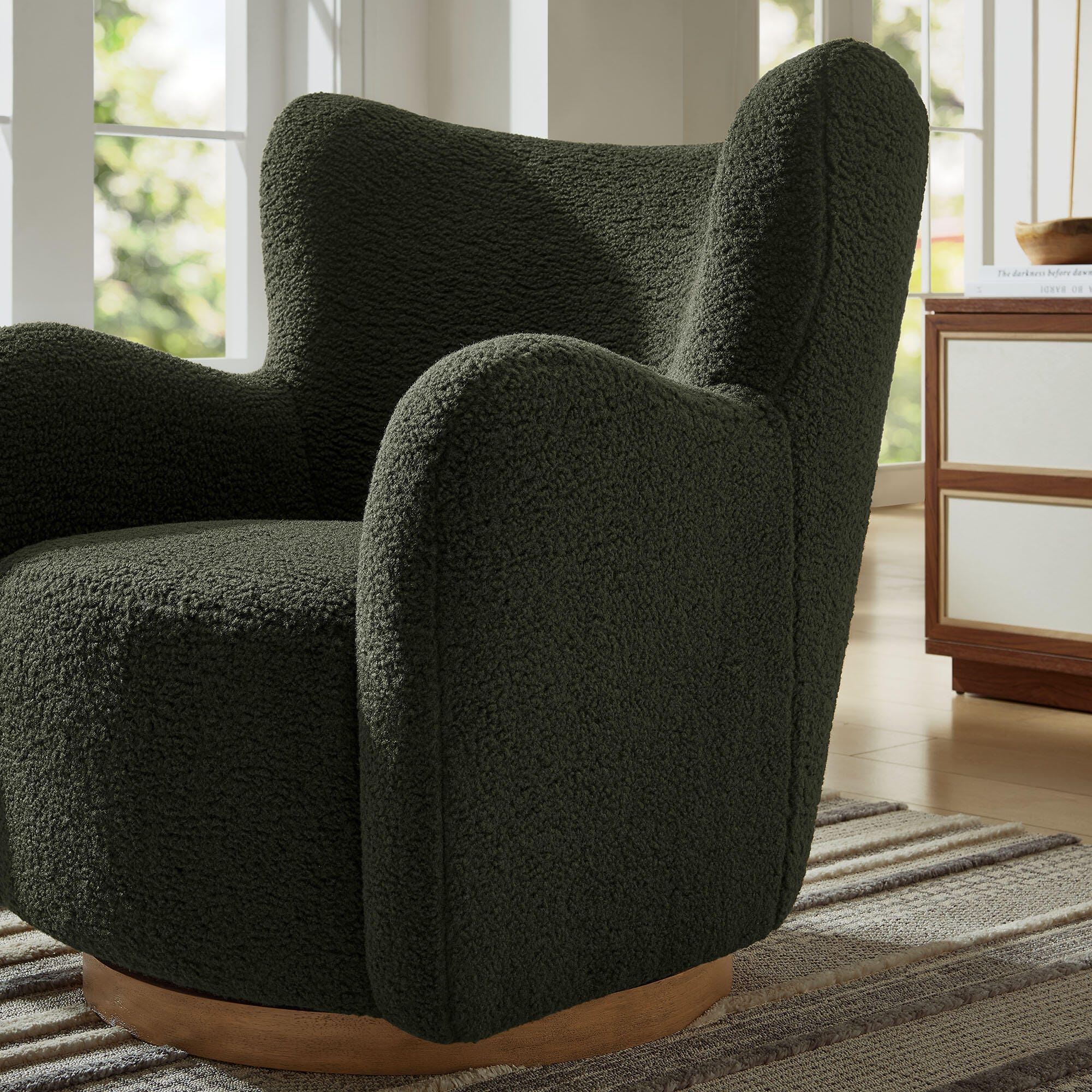 Modway Montrose Swivel Accent Chair, Fern/Walnut, large