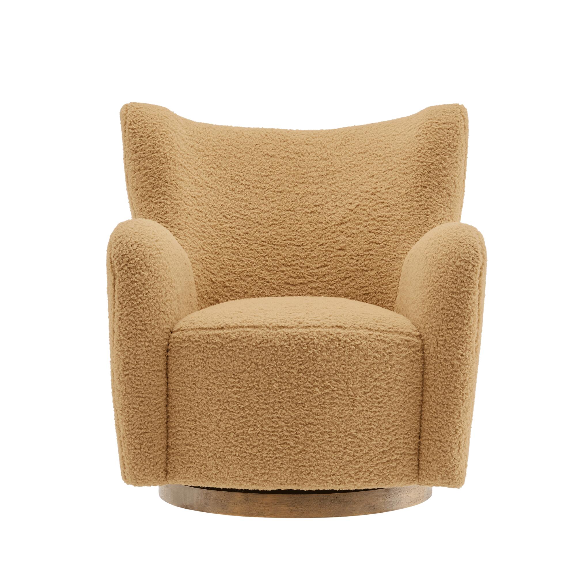 Modway Montrose Swivel Accent Chair, Camel/Walnut, large