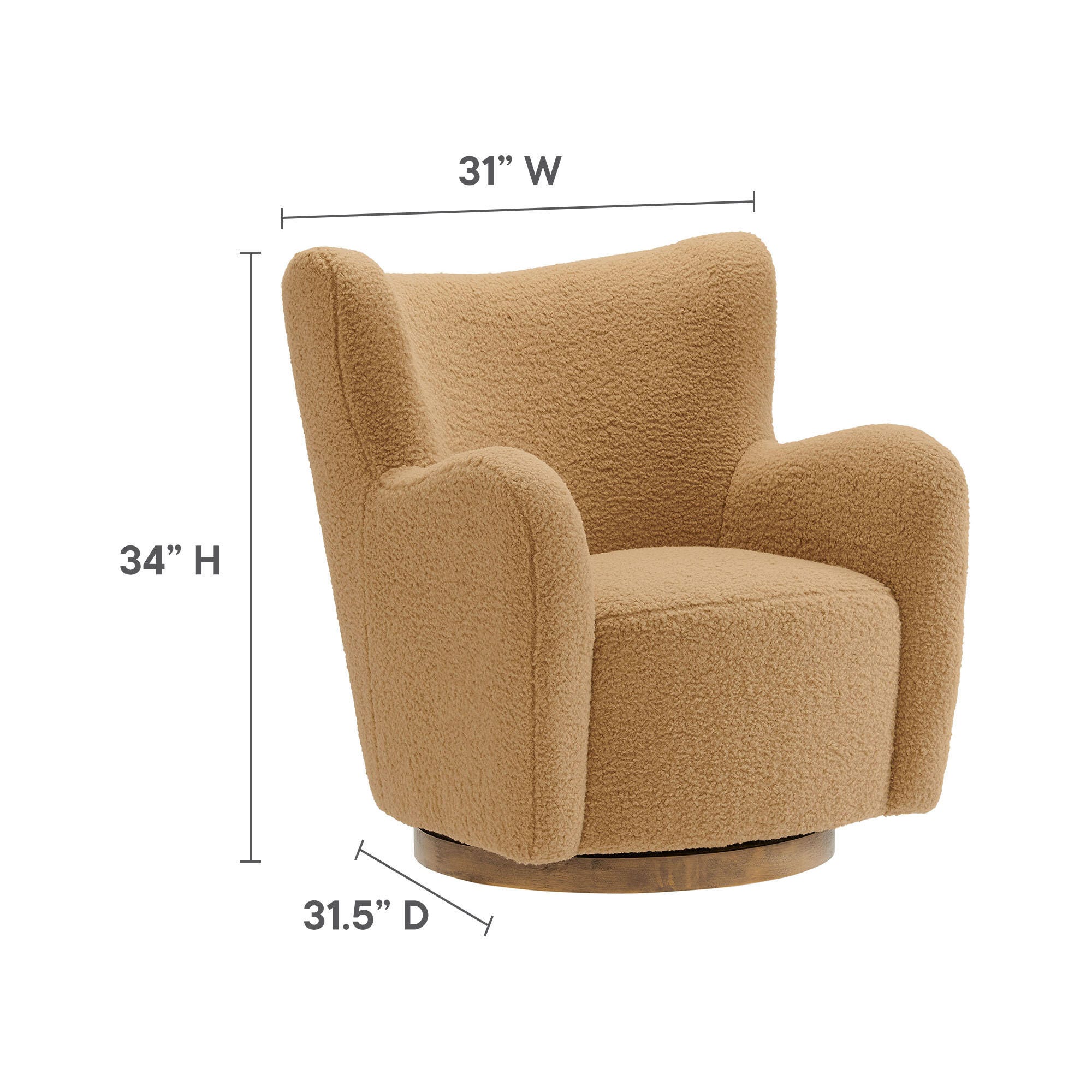 Modway Montrose Swivel Accent Chair, Camel/Walnut, large
