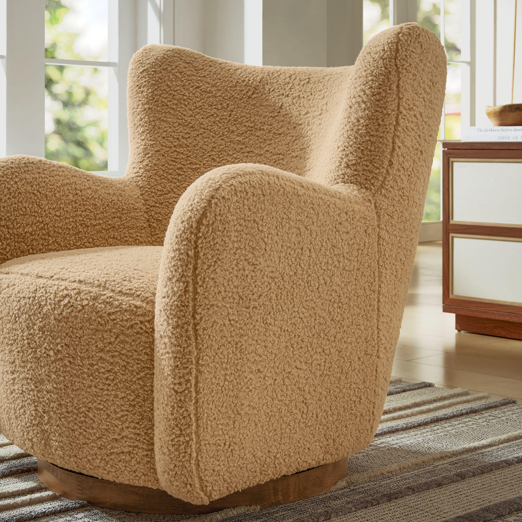 Modway Montrose Swivel Accent Chair, Camel/Walnut, large