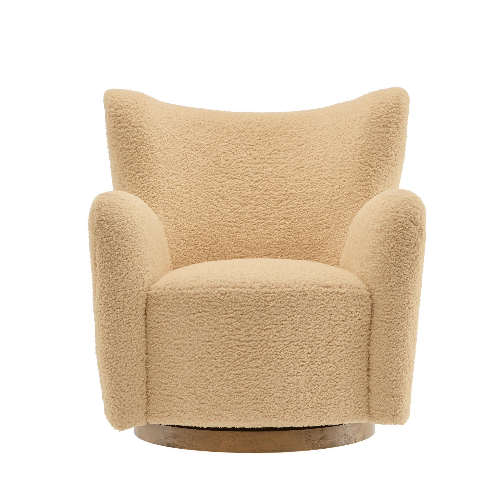 Modway Montrose Swivel Accent Chair, Ivory/Walnut, large