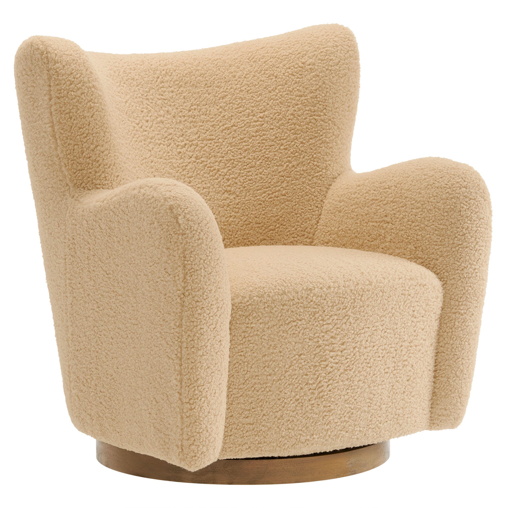 Modway Montrose Swivel Accent Chair, Ivory/Walnut, large
