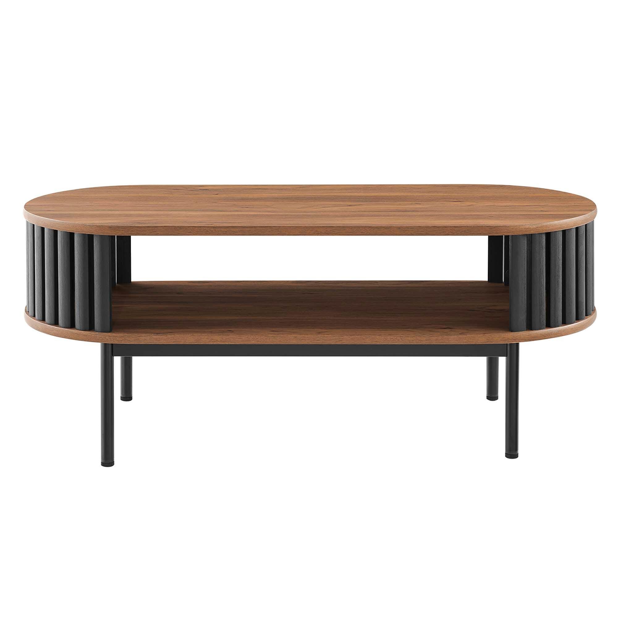 Modway Fortitude Coffee Table, Walnut/Black, large