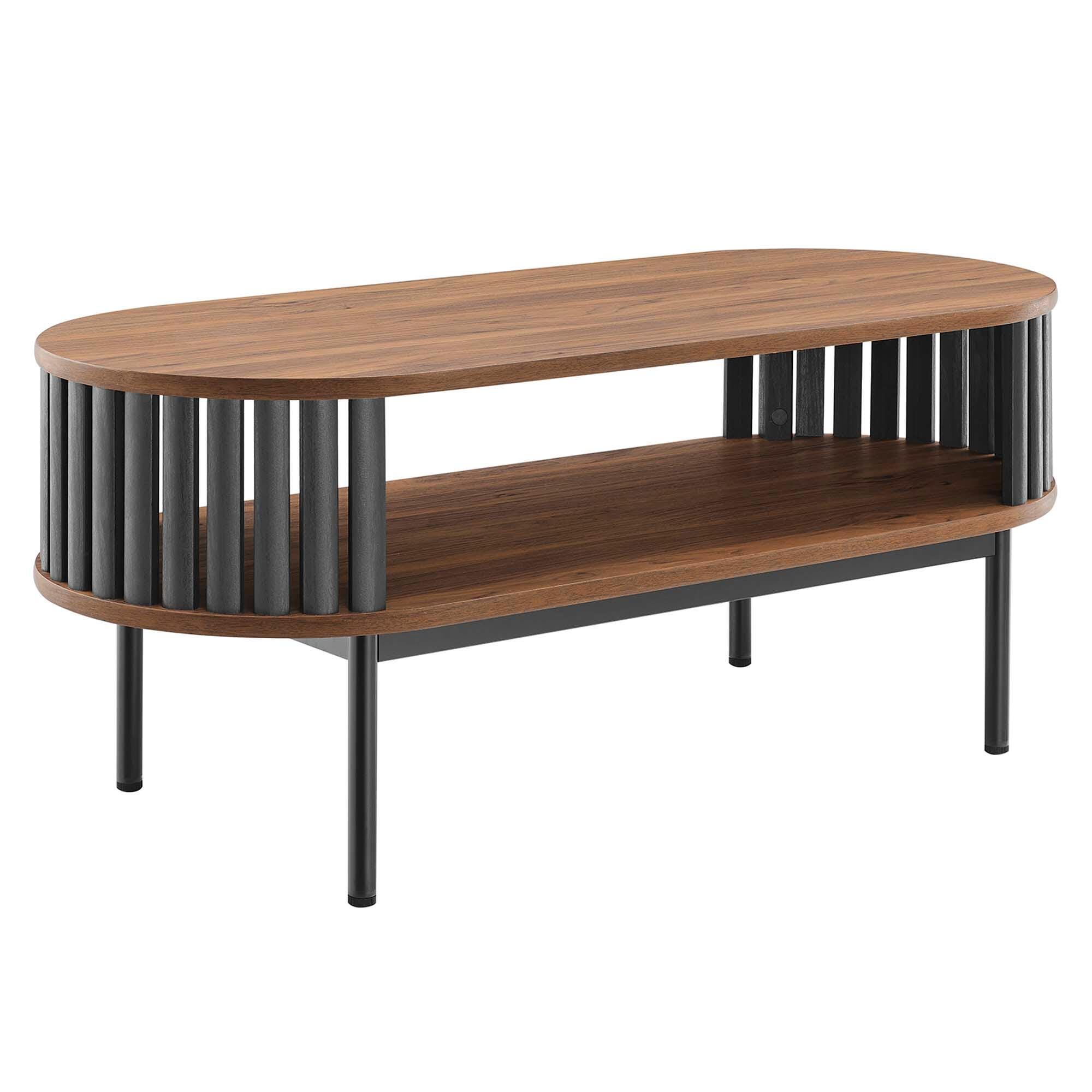 Modway Fortitude Coffee Table, Walnut/Black, large