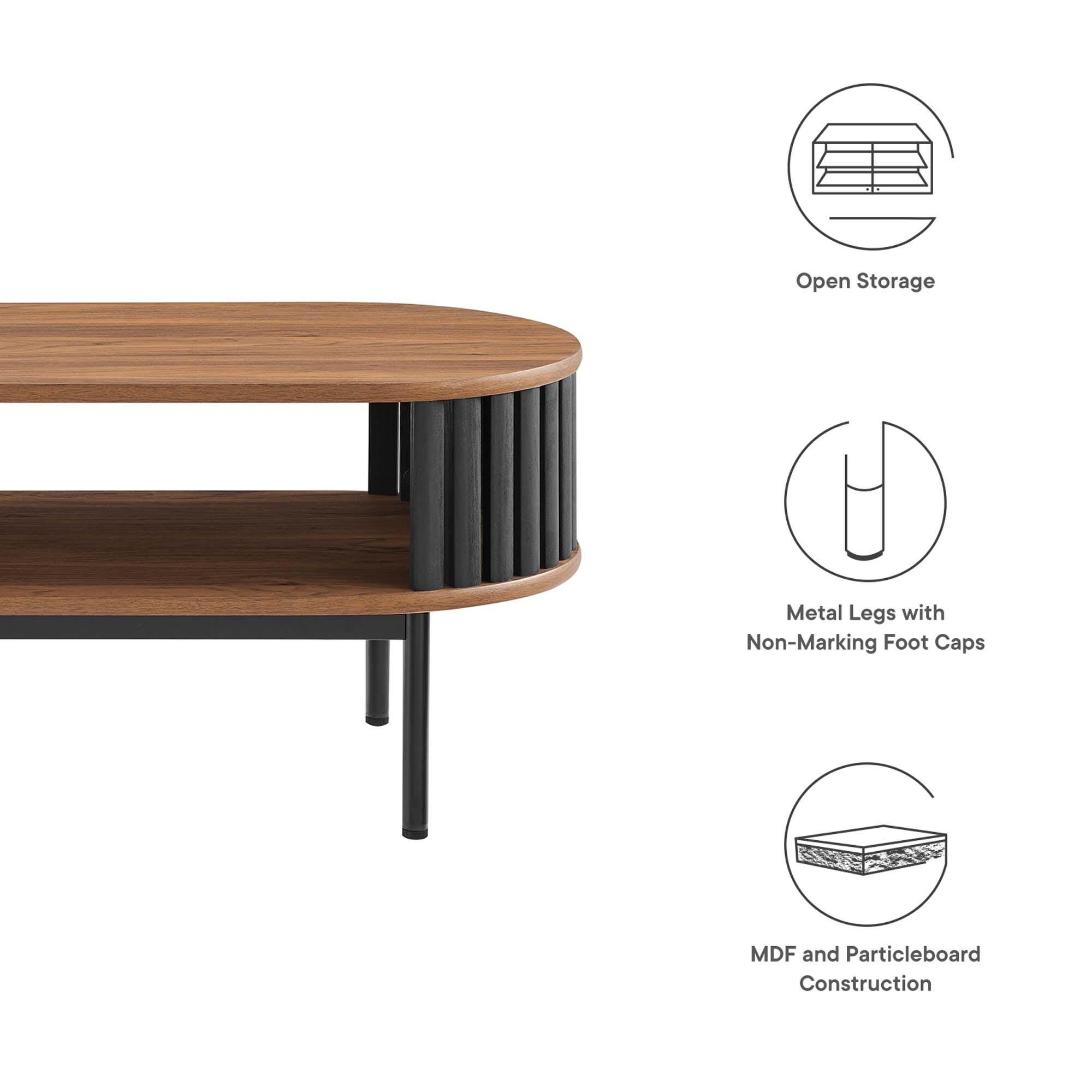 Modway Fortitude Coffee Table, Walnut/Black, large