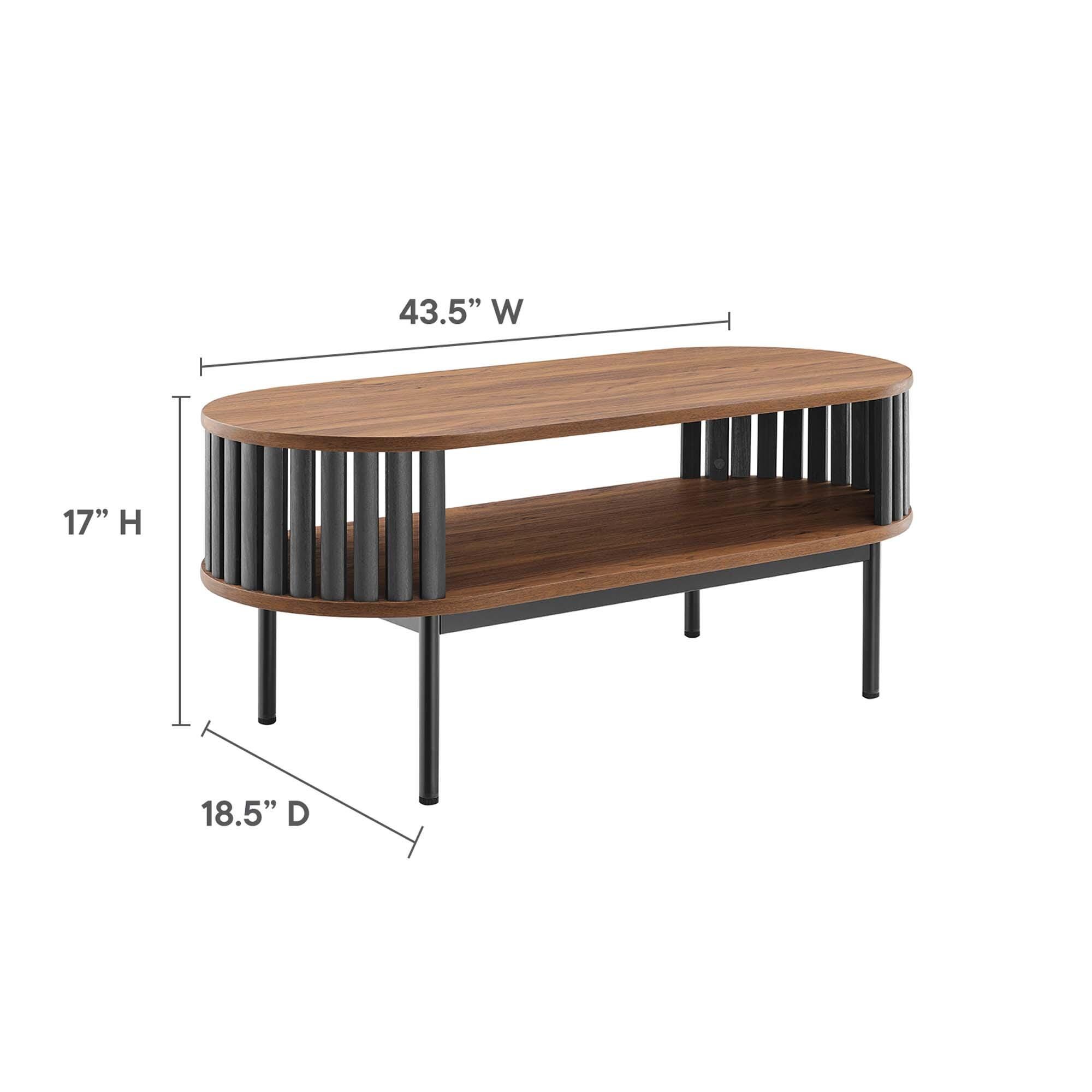 Modway Fortitude Coffee Table, Walnut/Black, large