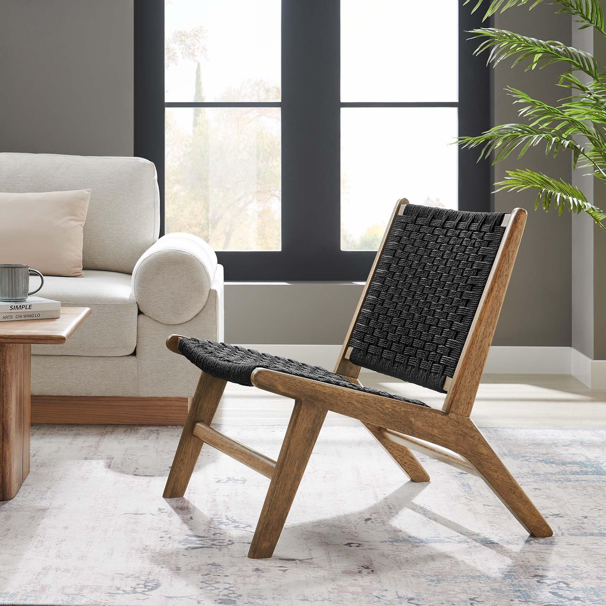 Modway Saoirse Accent Chair, Walnut/Black, rollover