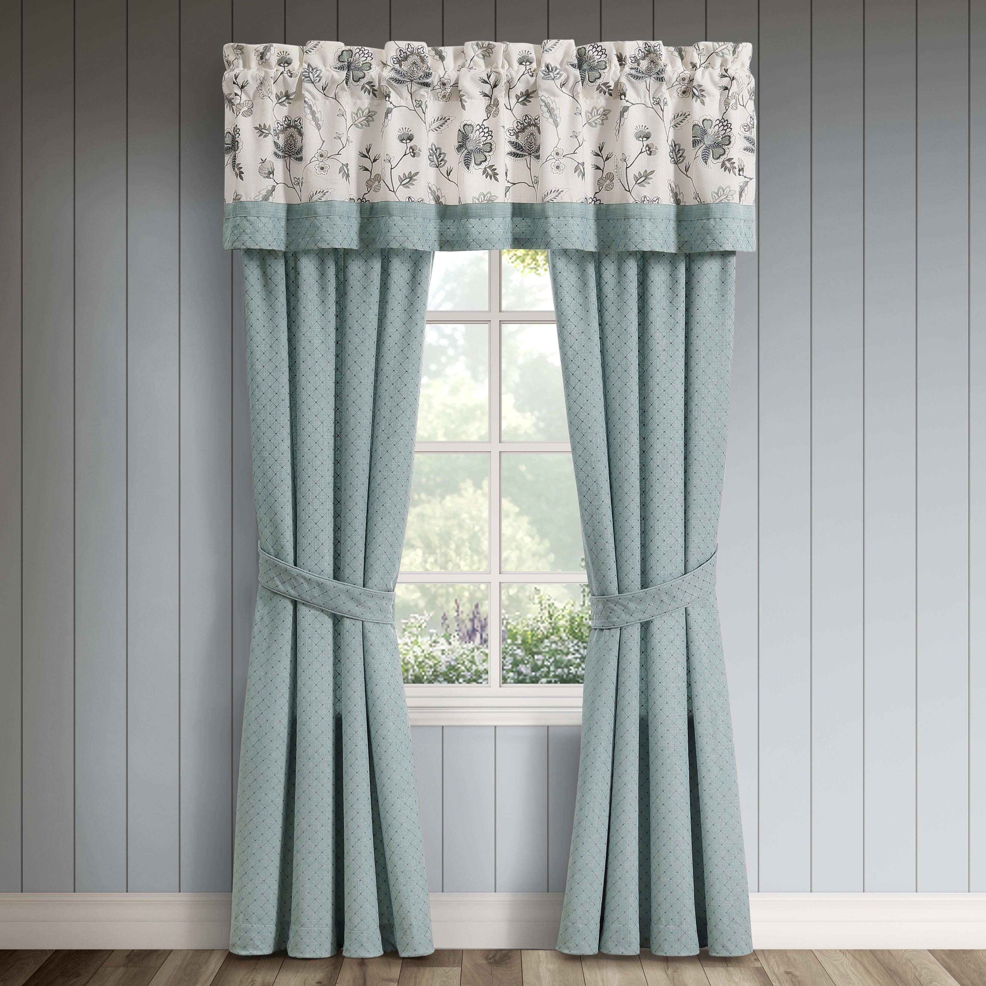 J. Queen New York Blossm View 84" Window Panel Pair, Teal, large