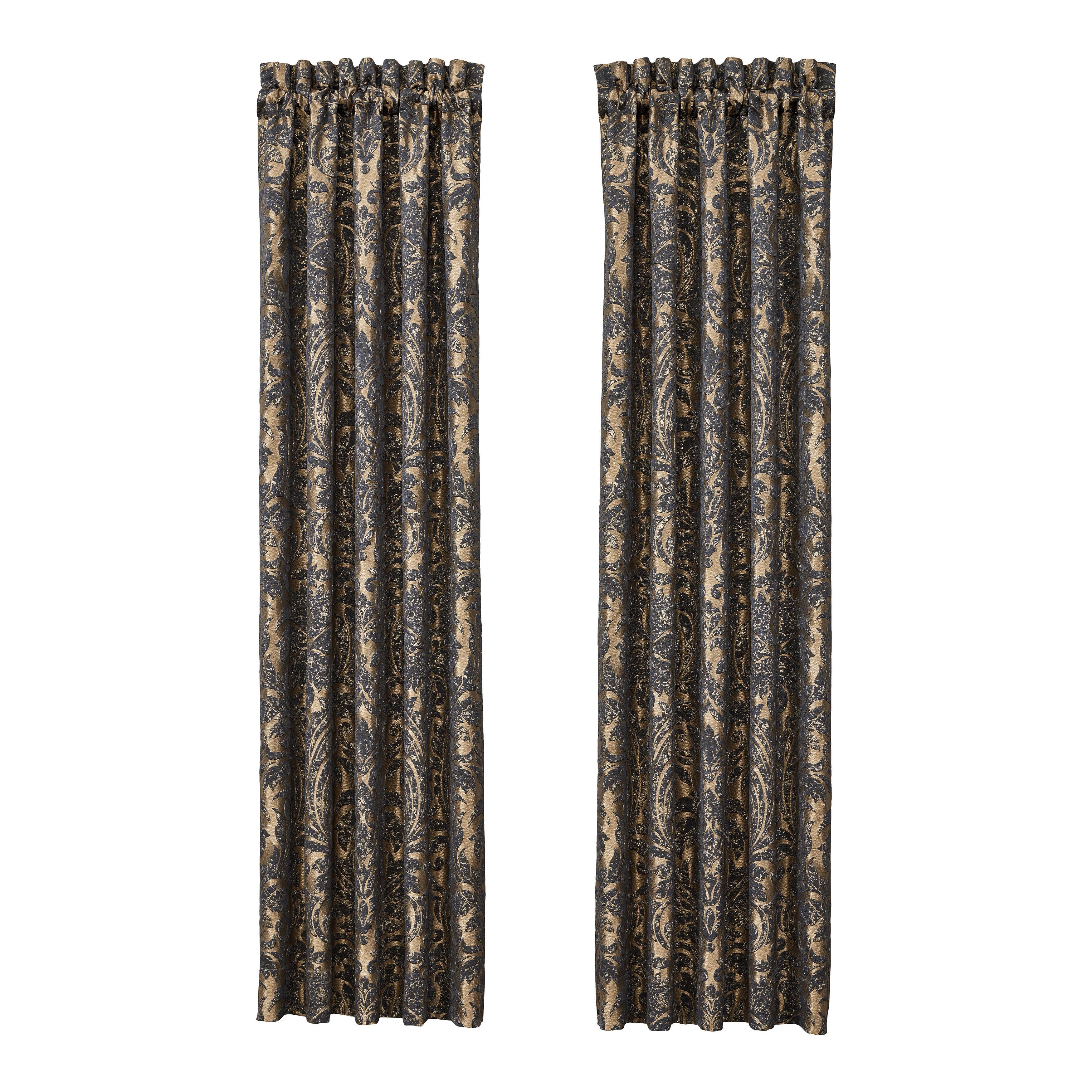 J. Queen New York Glimmerstone 84" Window Panel Pair, Indigo/Gold, large
