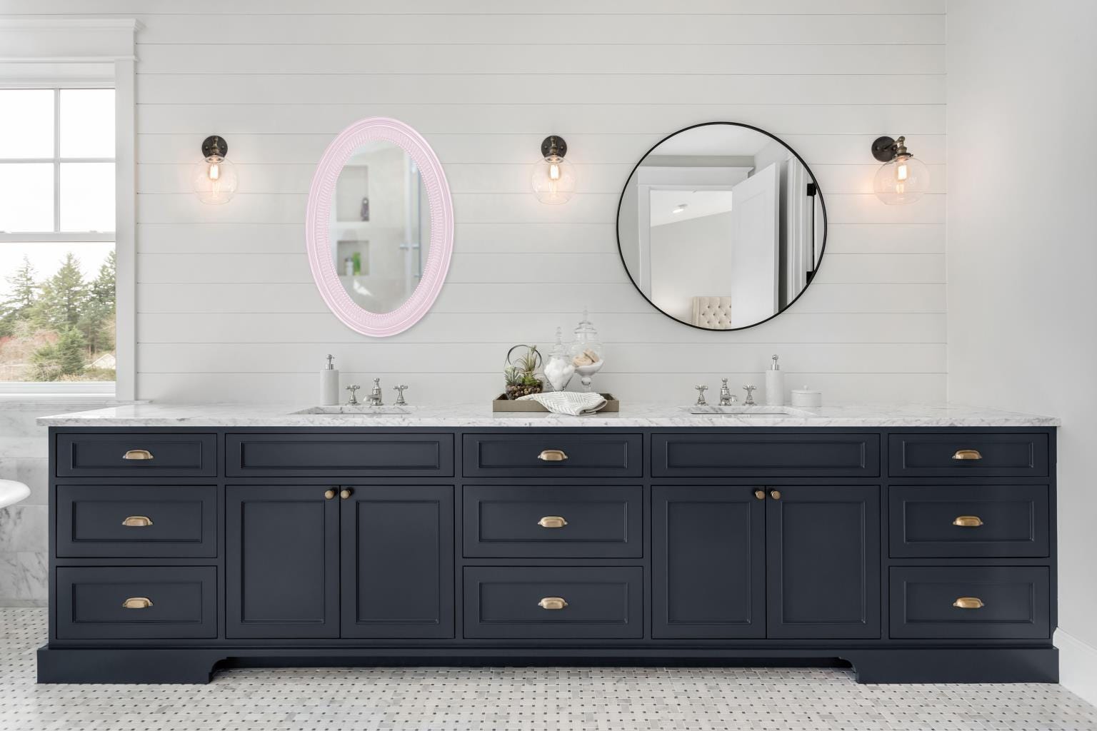 Howard Elliott Ethan Wall Mirror, Pale Pink, large