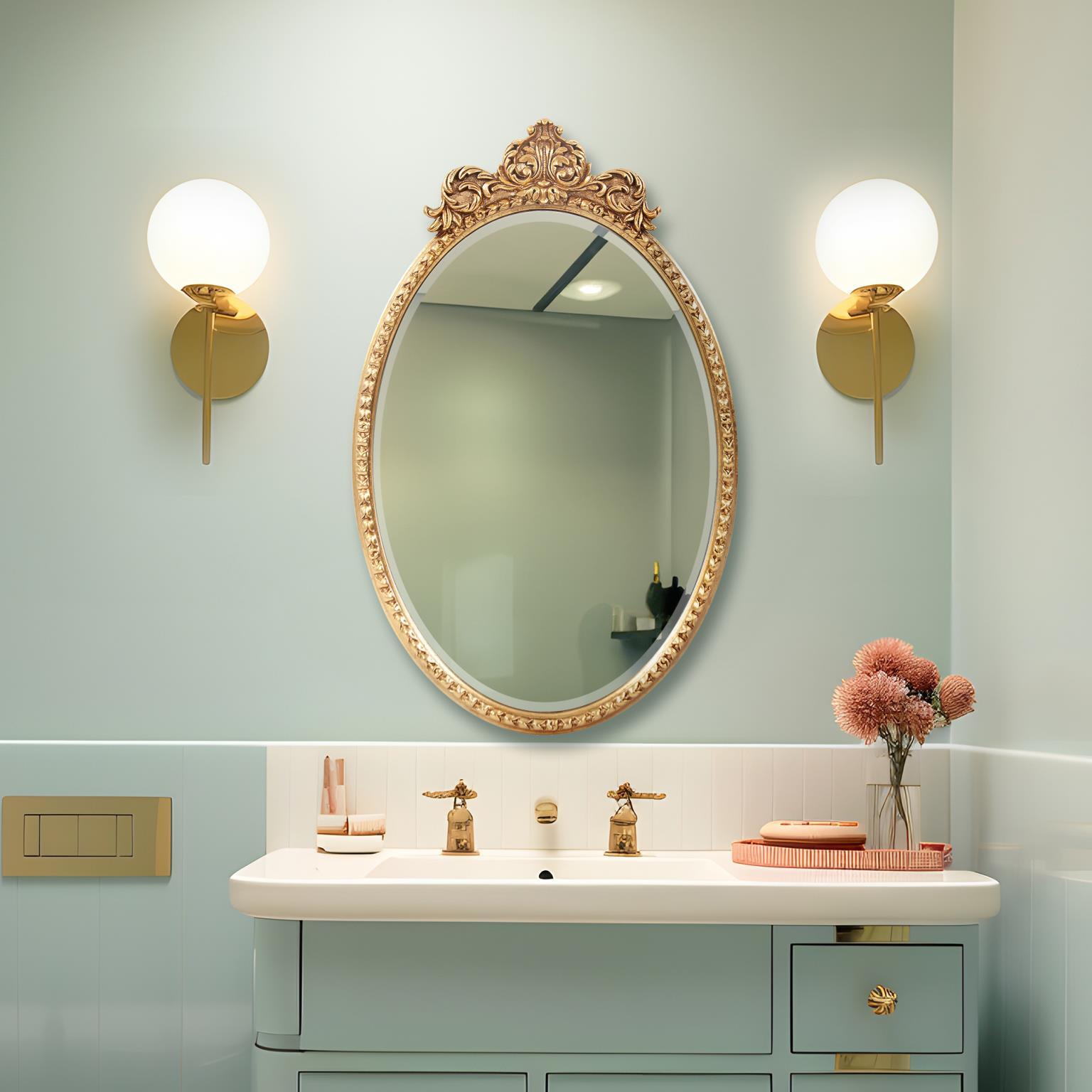 Howard Elliott Moreau Oval Wall Mirror, , rollover