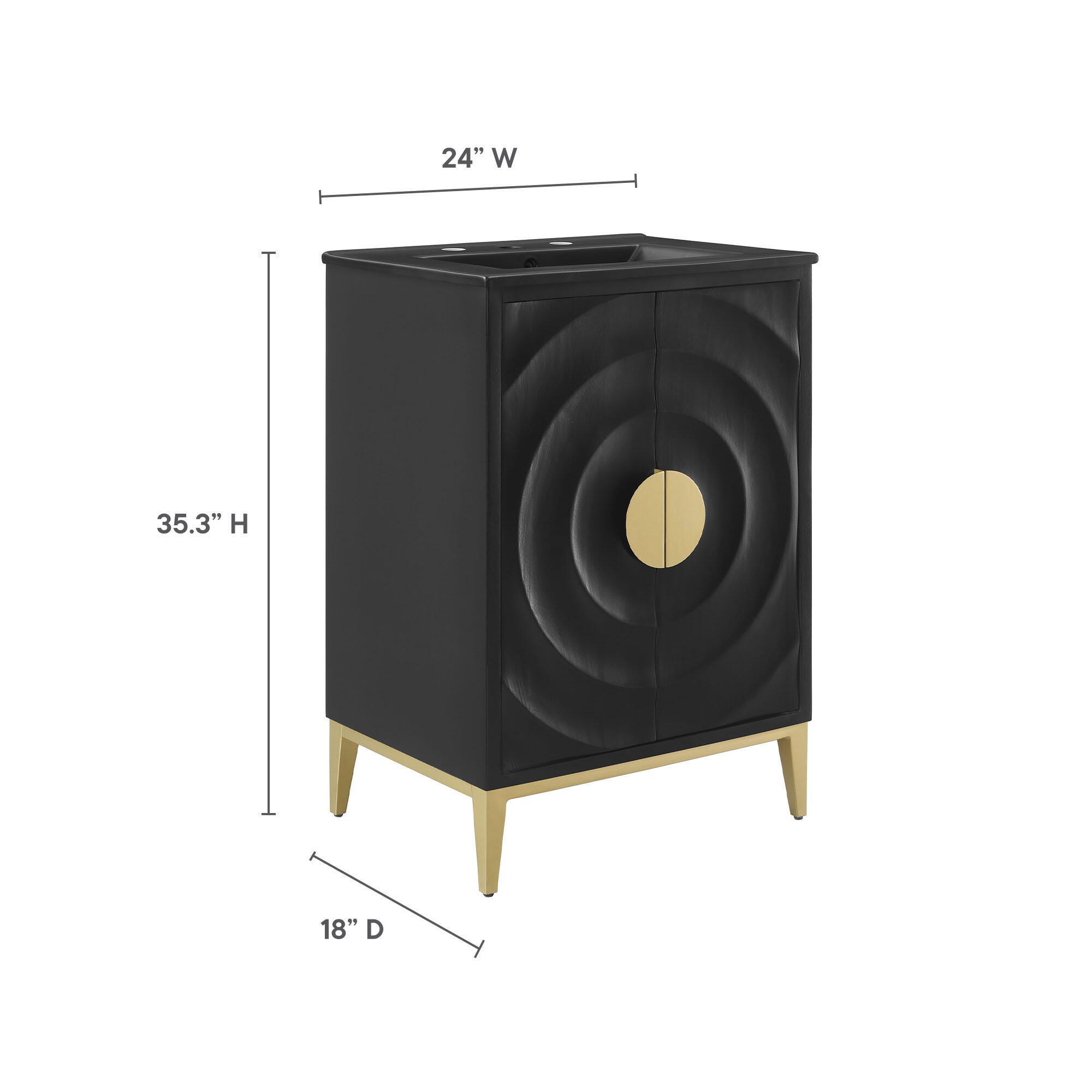 Modway Beau 24" Bathroom Vanity, Black, large