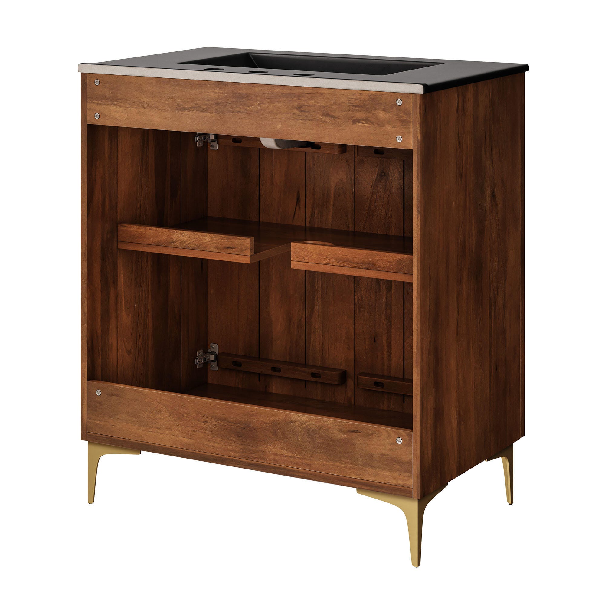 Modway Vernon 30" Bathroom Vanity Set, Walnut/Black, large