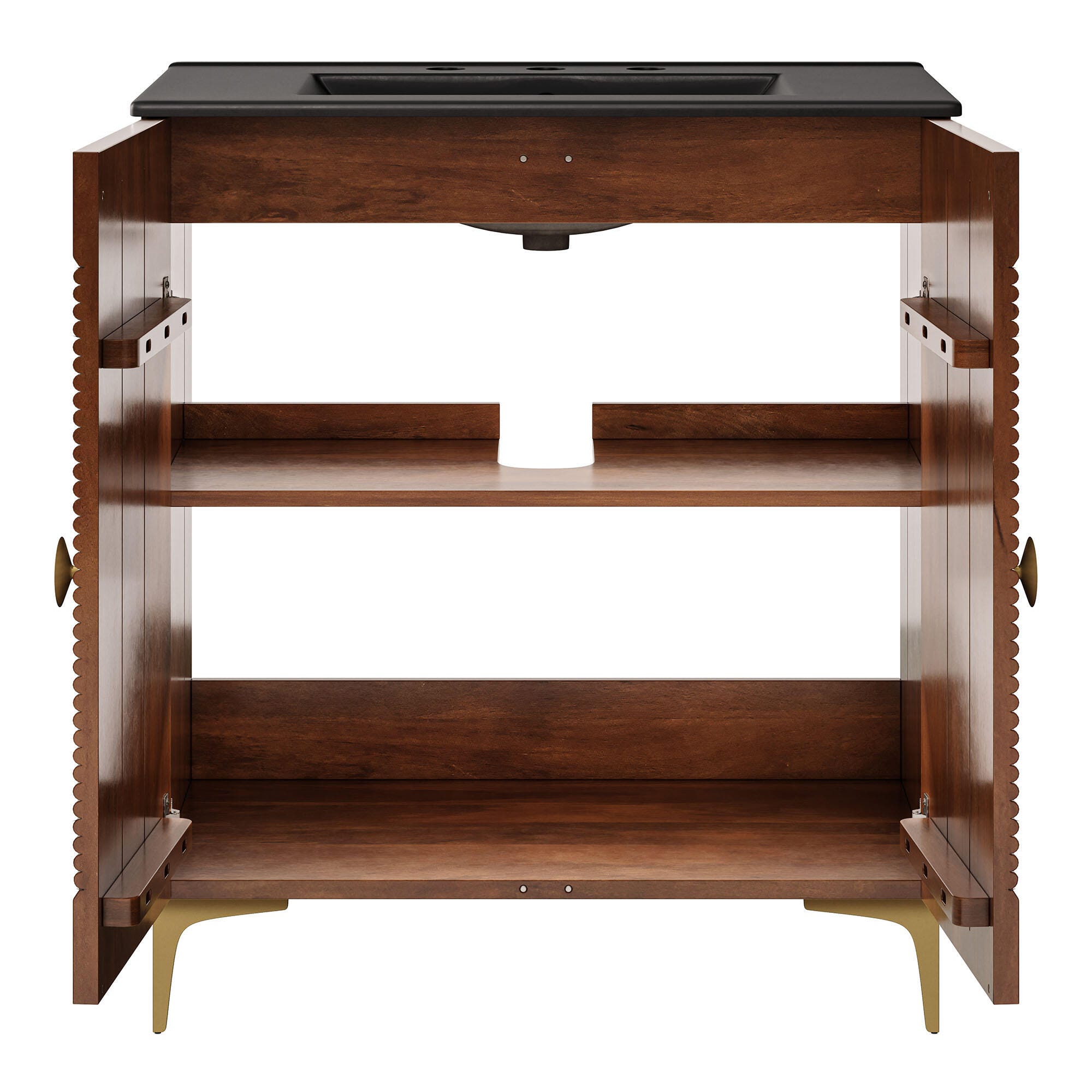 Modway Vernon 30" Bathroom Vanity Set, Walnut/Black, large