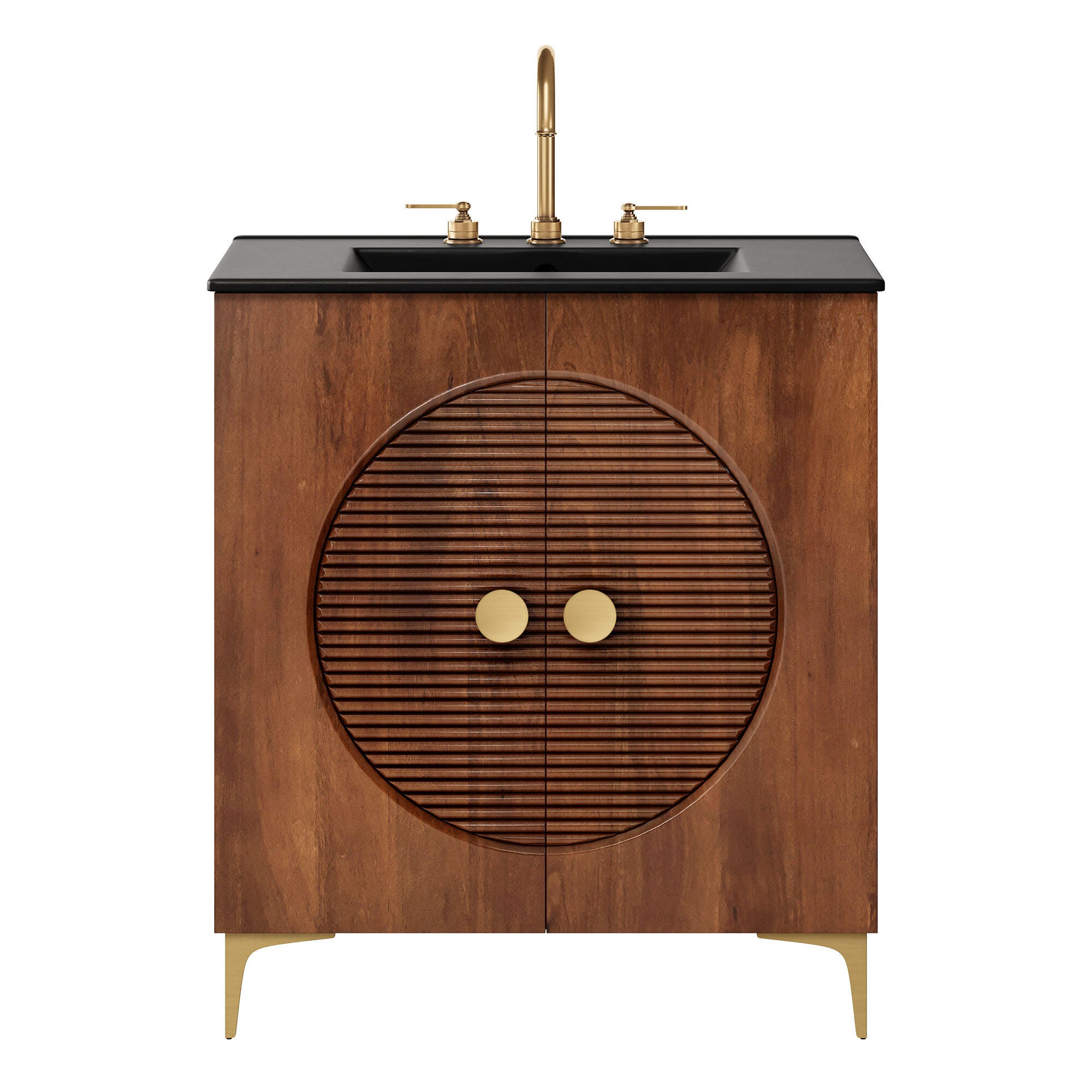 Modway Vernon 30" Bathroom Vanity Set, Walnut/Black, large