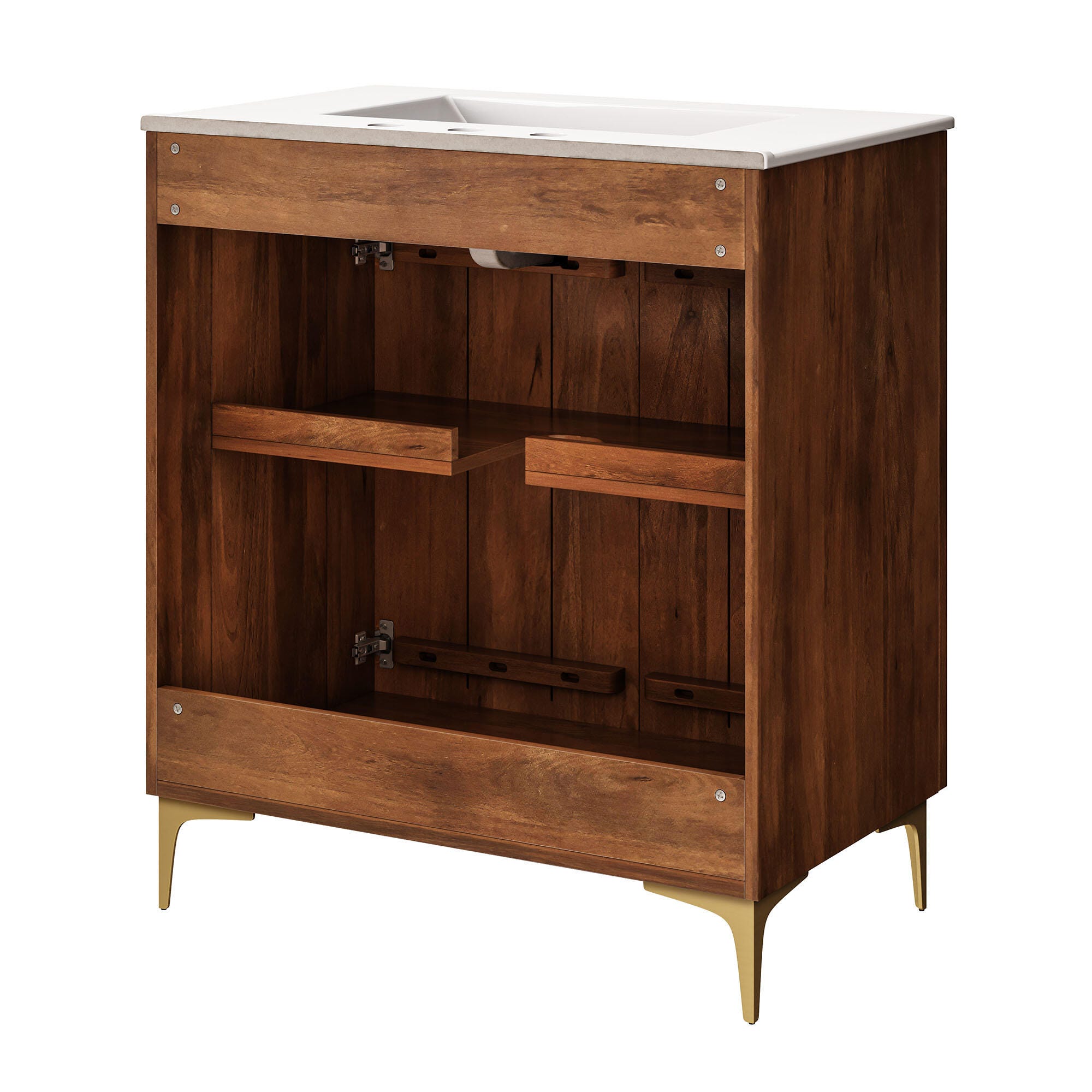 Modway Vernon 30" Bathroom Vanity Set, Walnut/White, large