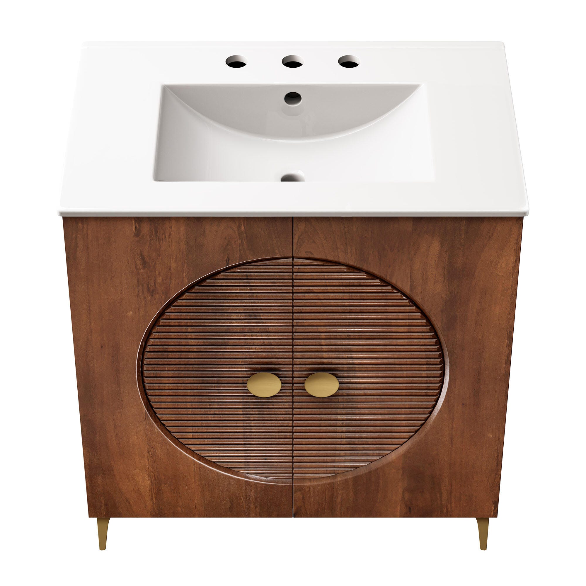 Modway Vernon 30" Bathroom Vanity Set, Walnut/White, large