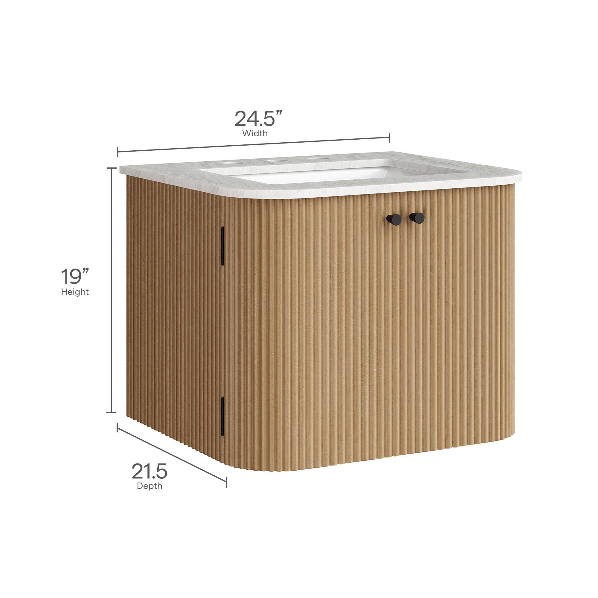 Modway Zia 24" Wall-Mount Bathroom Vanity Set, Natural, large