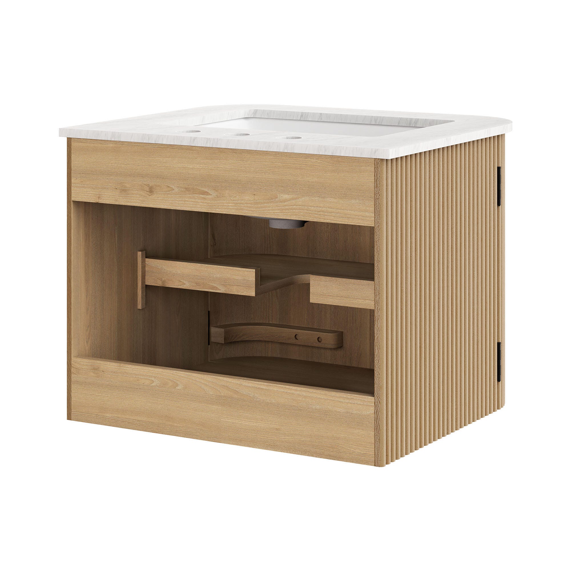 Modway Zia 24" Wall-Mount Bathroom Vanity Set, Natural, large