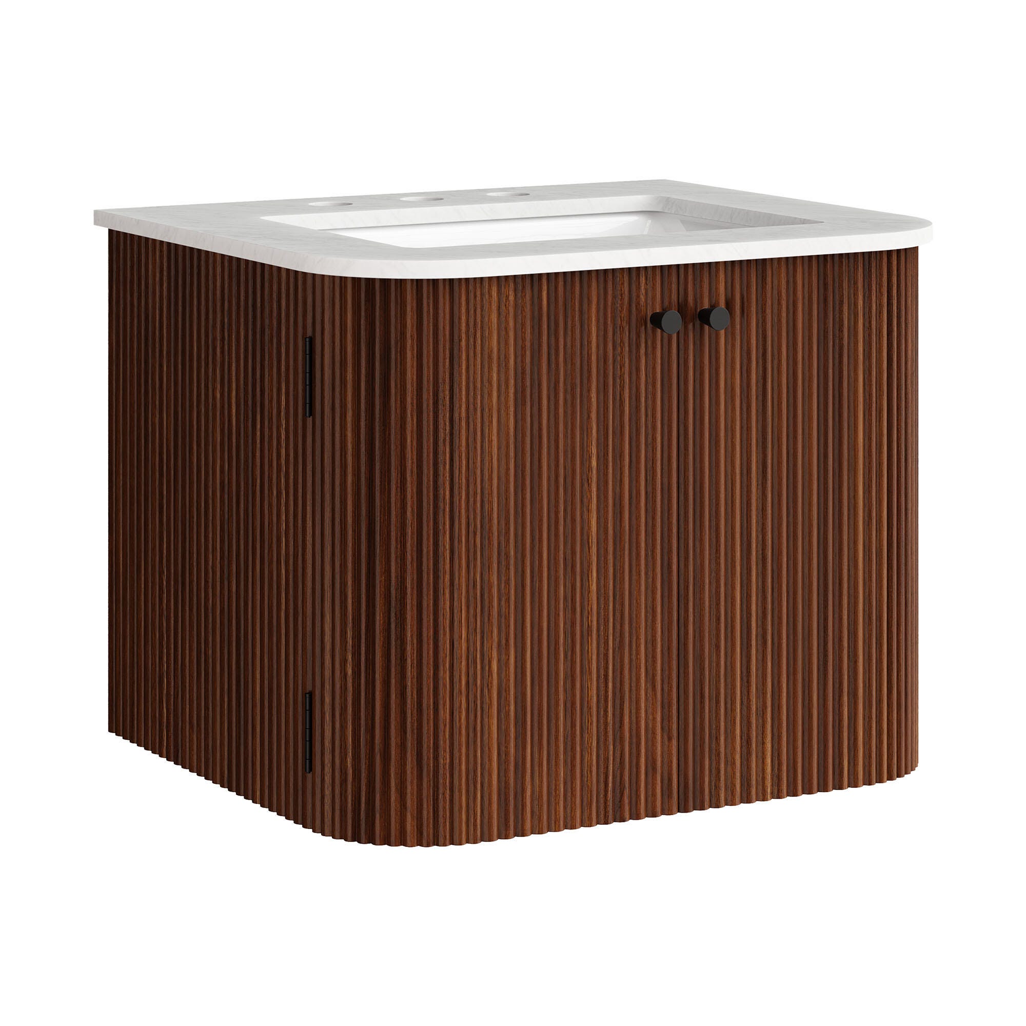 Modway Zia 24" Wall-Mount Bathroom Vanity Set, Walnut, large